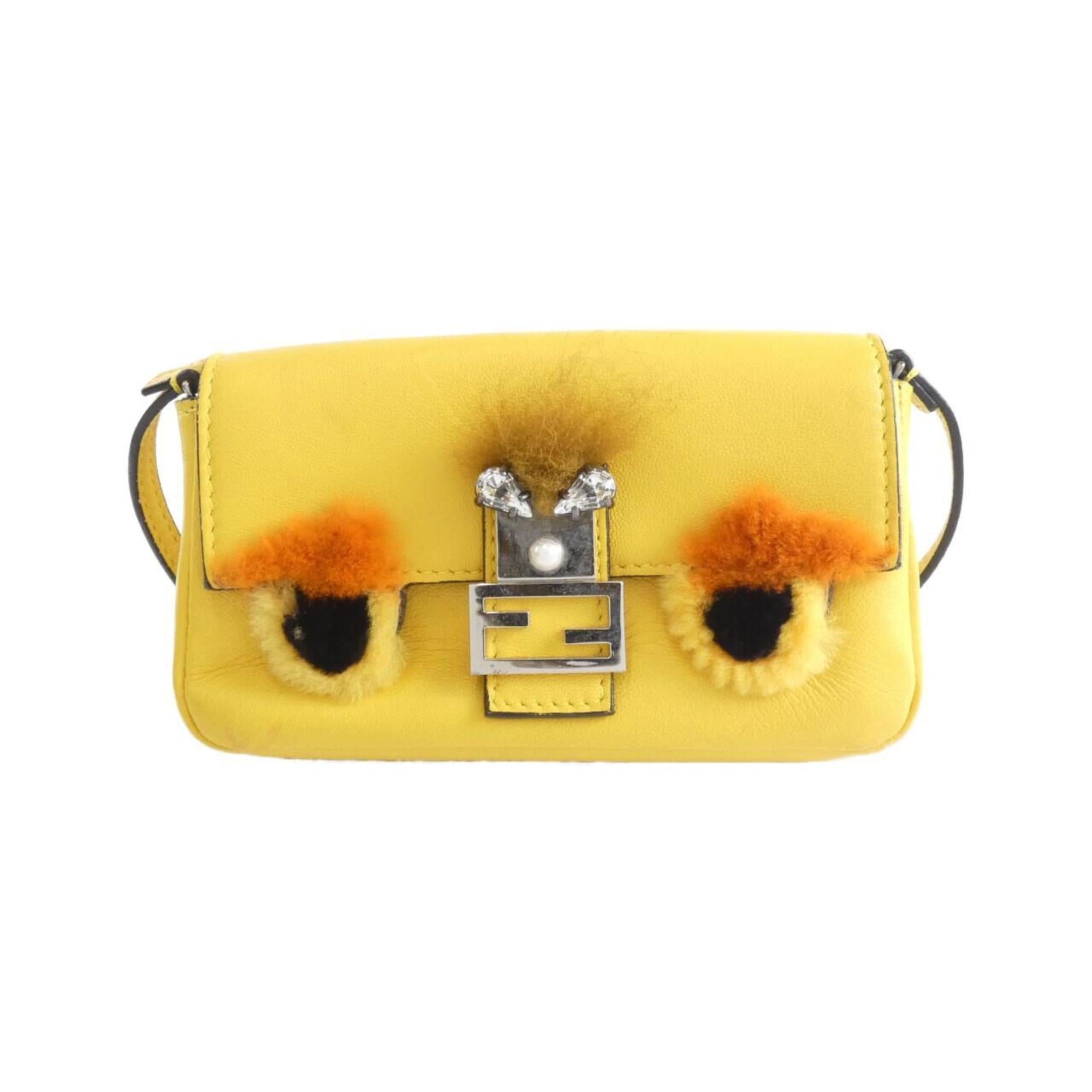 Fendi Yellow Leather Baguette Bag Handbag (Pre-Owned)