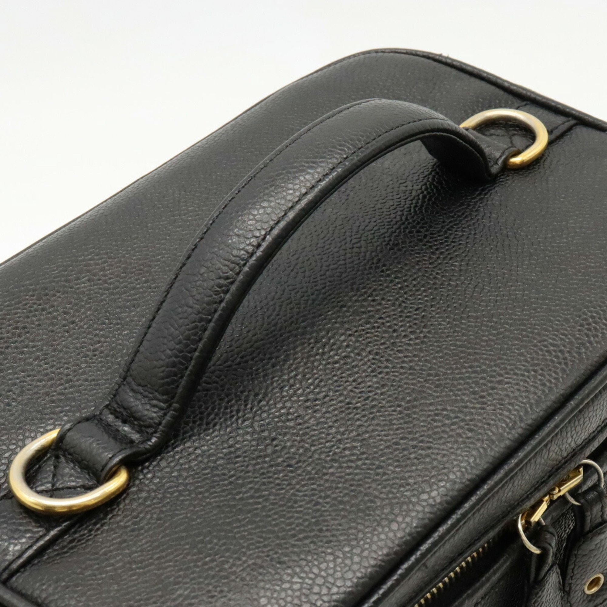 Chanel Caviar Skin Black Caviar Leather Handbag Pouch Shoulder Bag Vanity Bag (Pre-Owned)