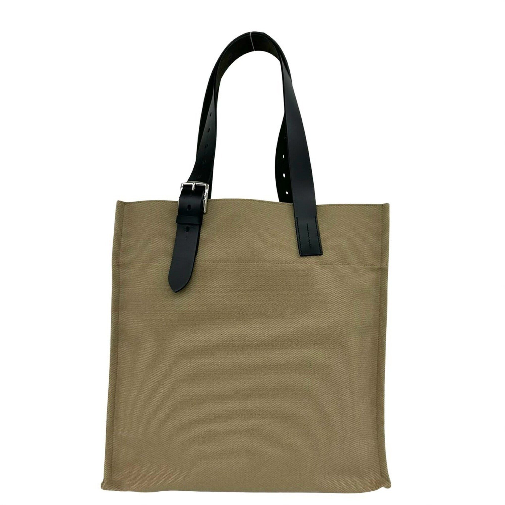 Hermes Black Brown Canvas Tote Bag (Pre-Owned)