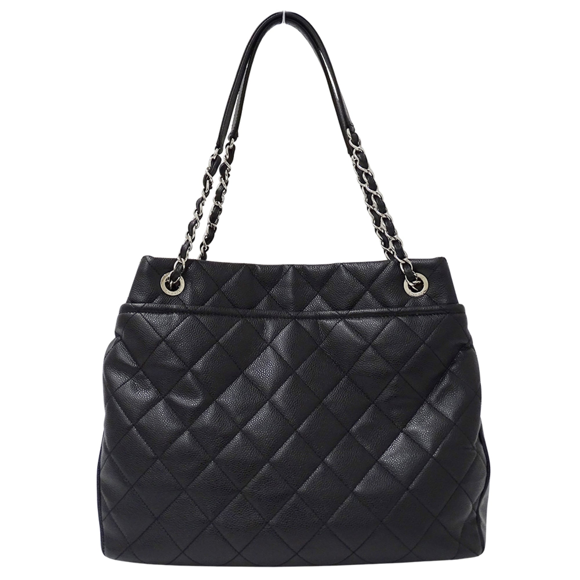 Chanel Black Grained Calfskin Handbag Tote Bag (Pre-Owned)