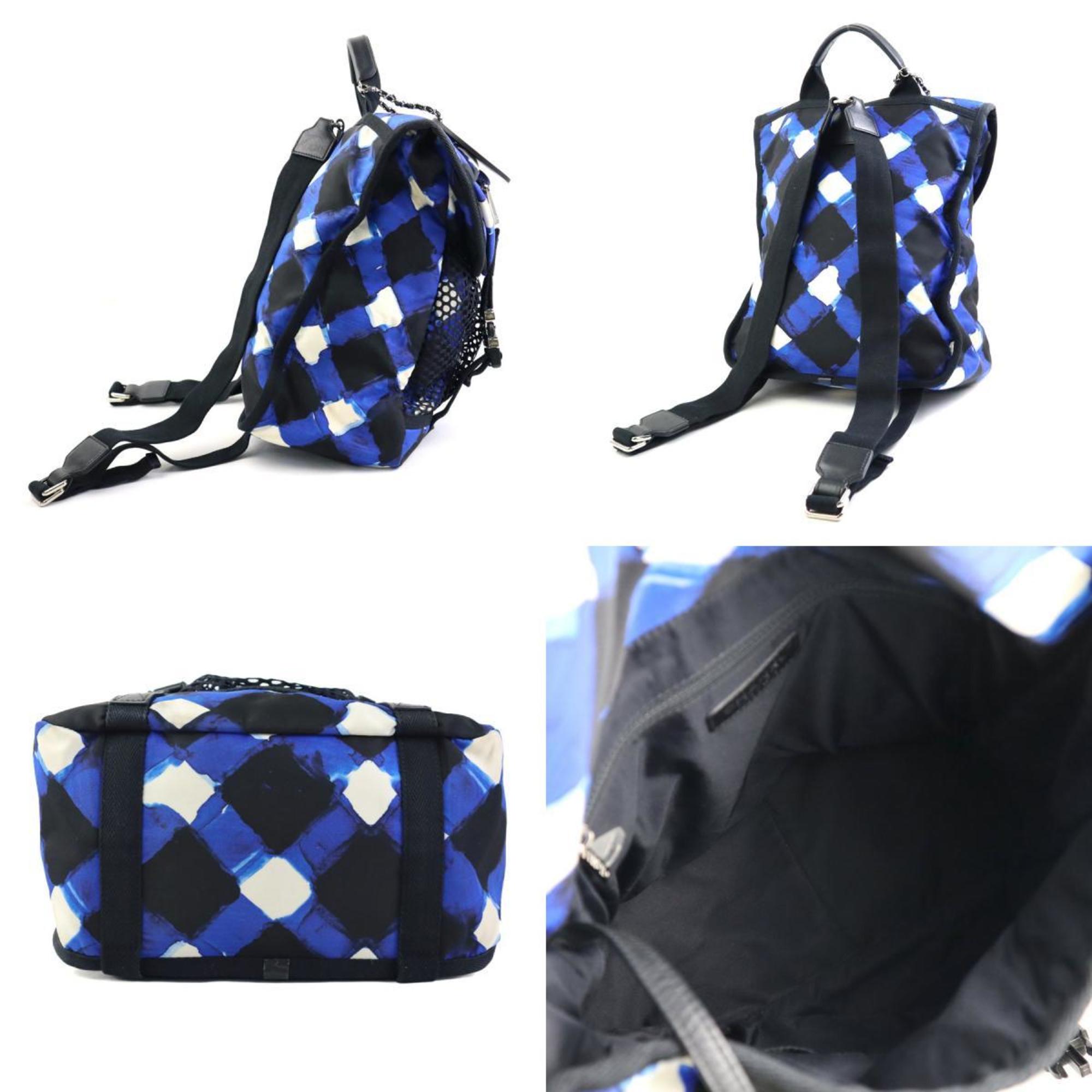Chanel Black Blue White Nylon Backpack (Pre-Owned)
