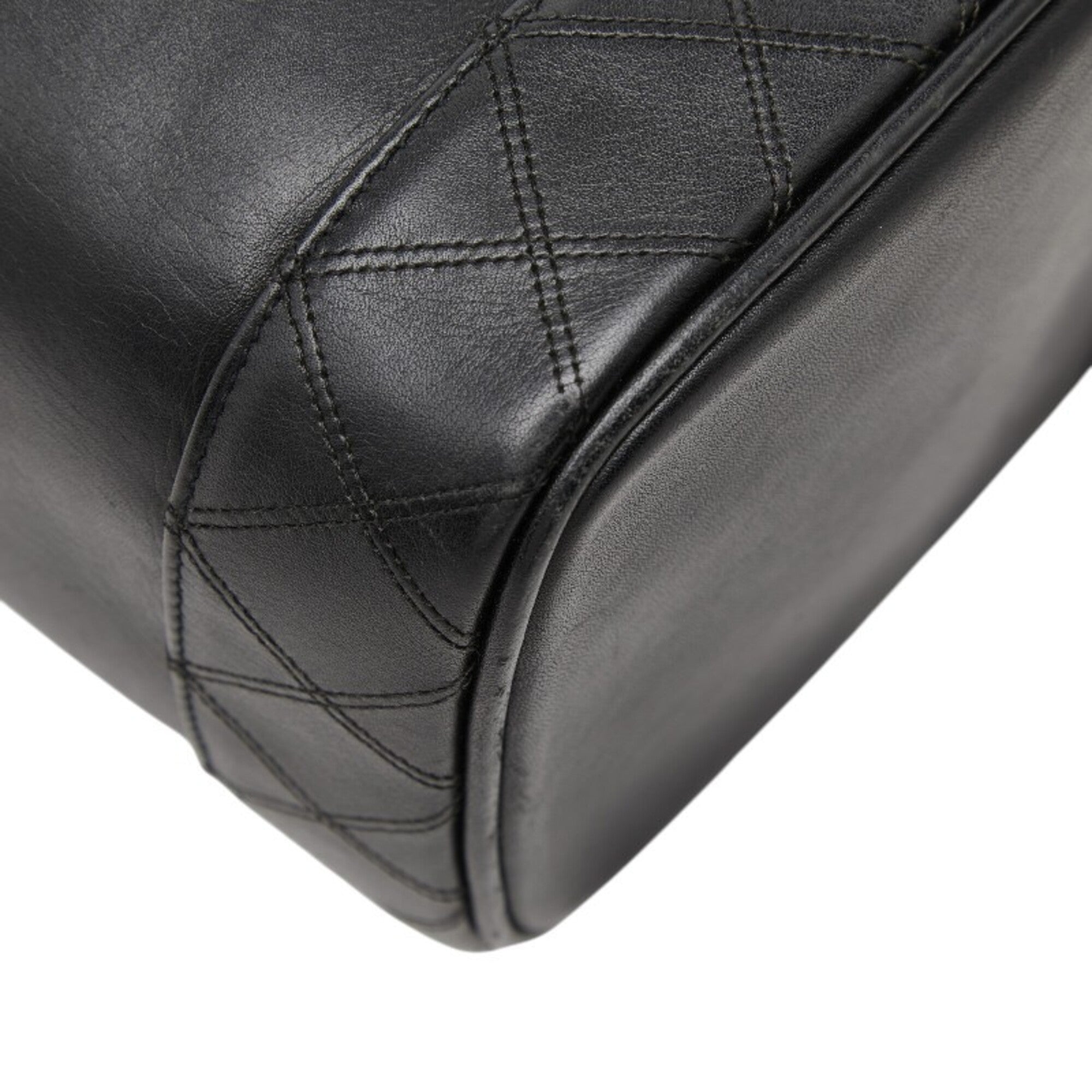 Chanel Black Leather Handbag Vanity Bag (Pre-Owned)