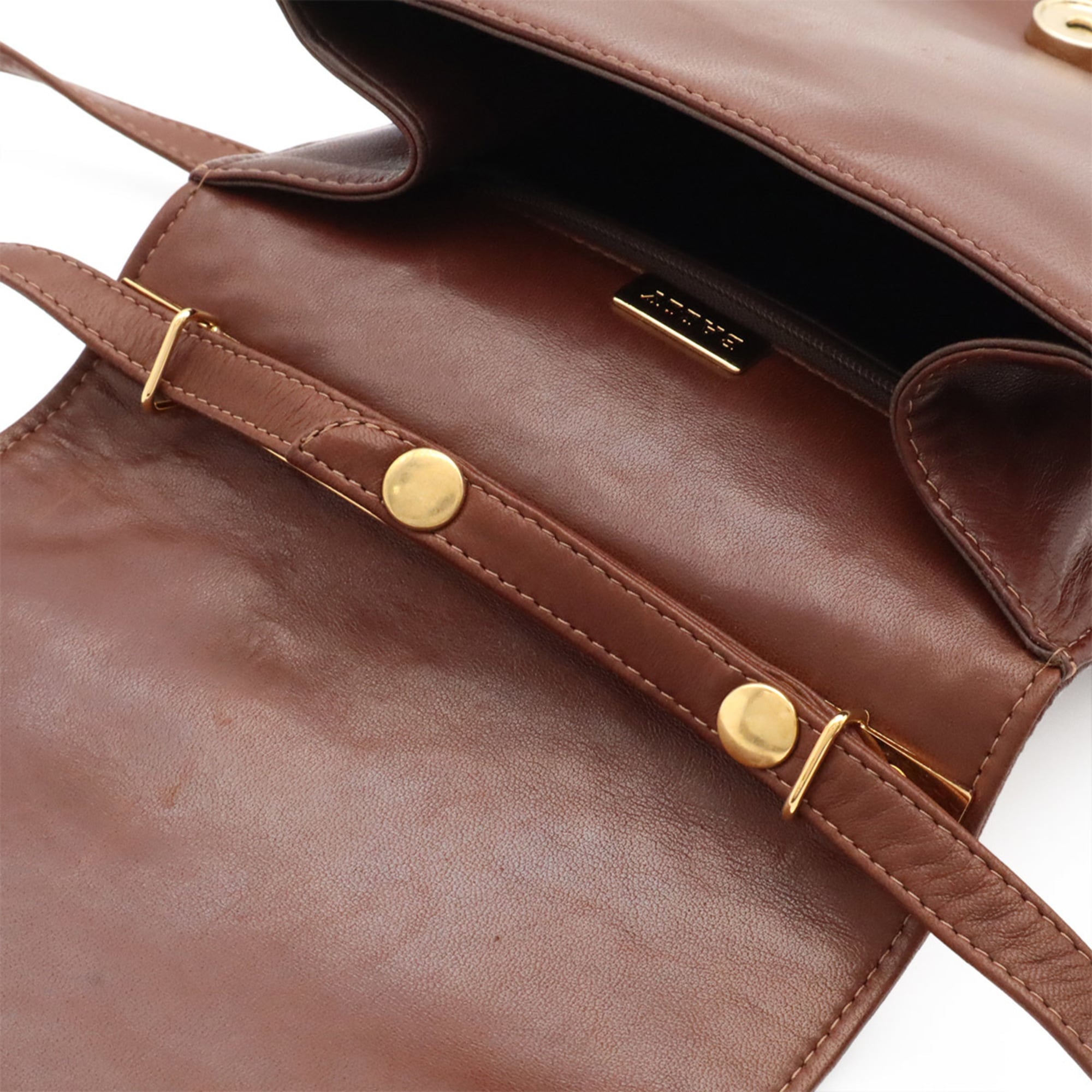 Bally Brown Leather Handbag Pochette Shoulder Bag (Pre-Owned)