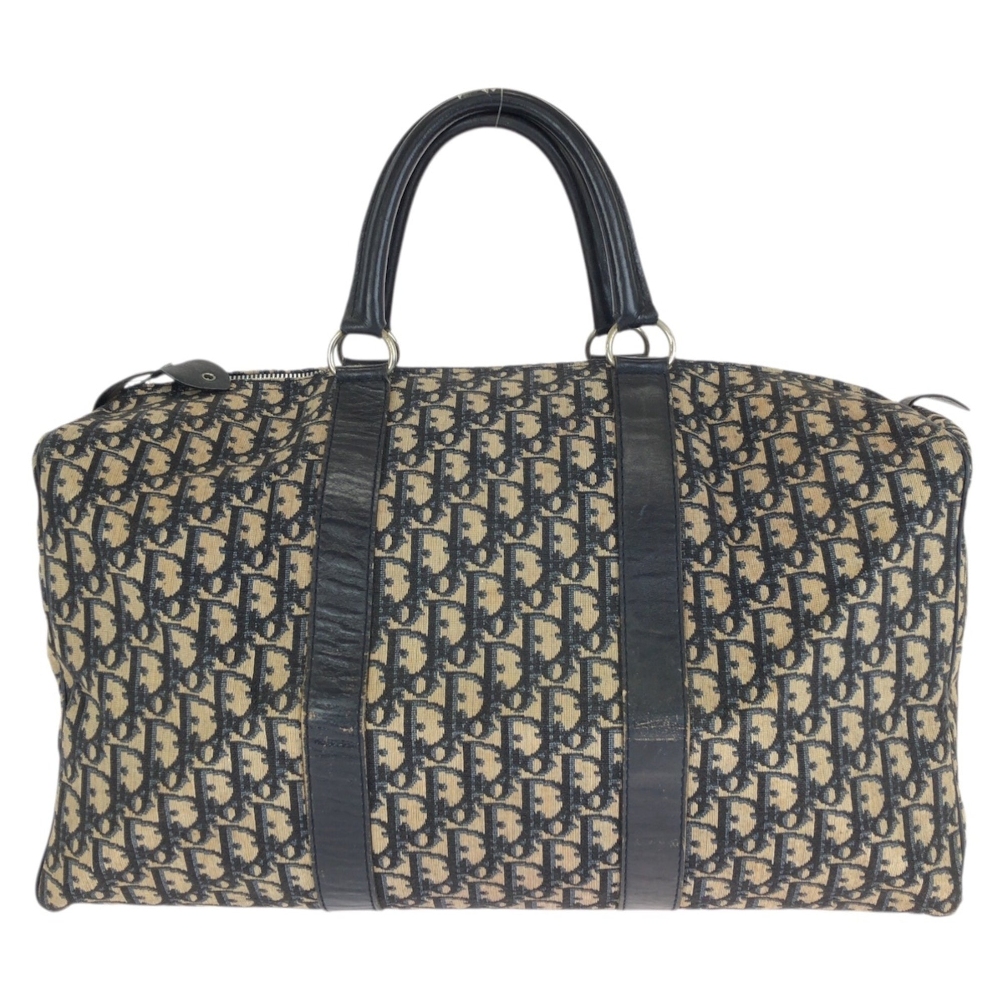 Christian Dior Navy Canvas Leather Boston Bag (Pre-Owned)
