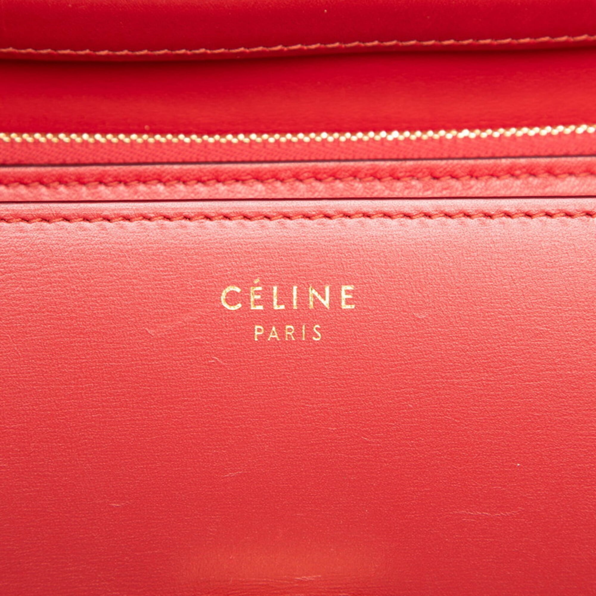 Celine Red Color Leather Shoulder Bag (Pre-Owned)