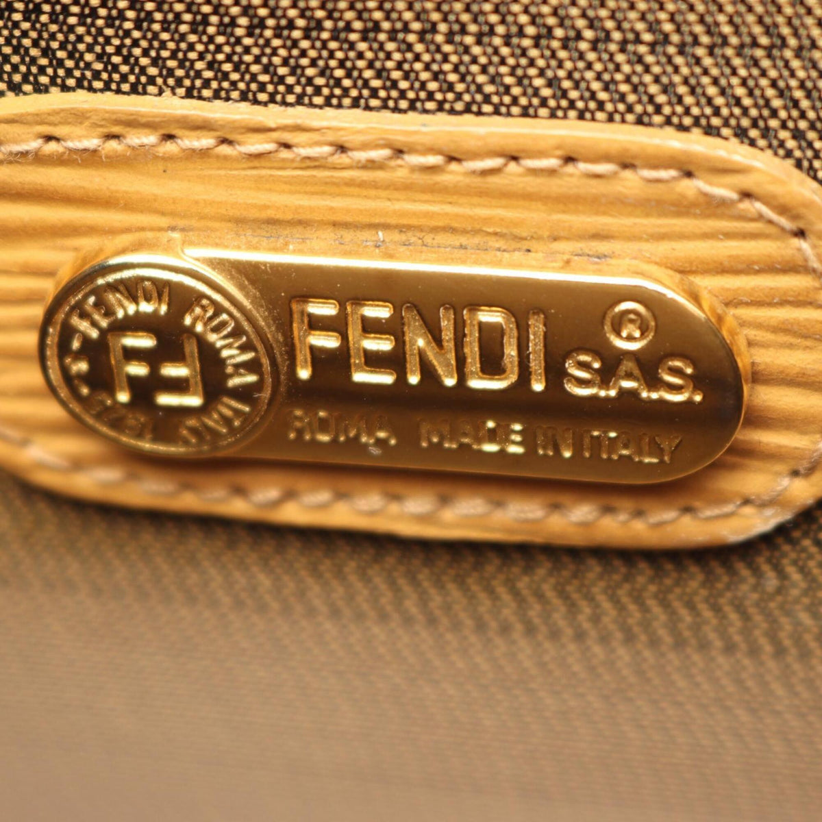 Fendi Brown Canvas Leather Handbag (Pre-Owned)
