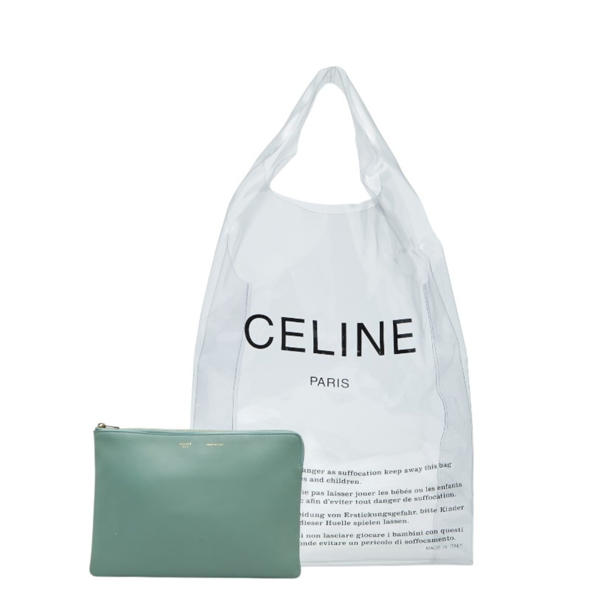 Celine Green Pvc Leather Clutch Bag (Pre-Owned)