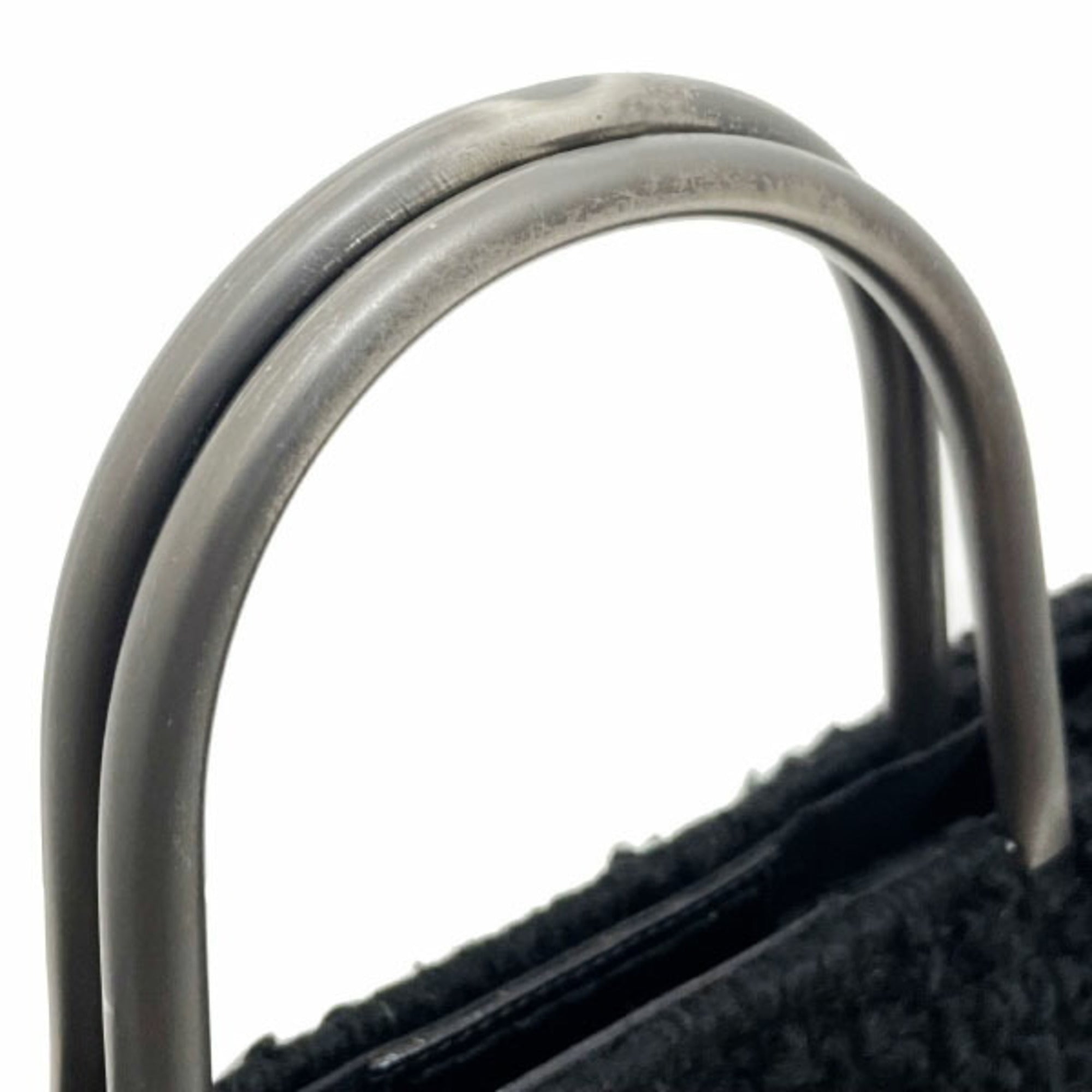 Salvatore Ferragamo Gancini Black Wool Metal Handbag Shoulder Bag Tote Bag (Pre-Owned)