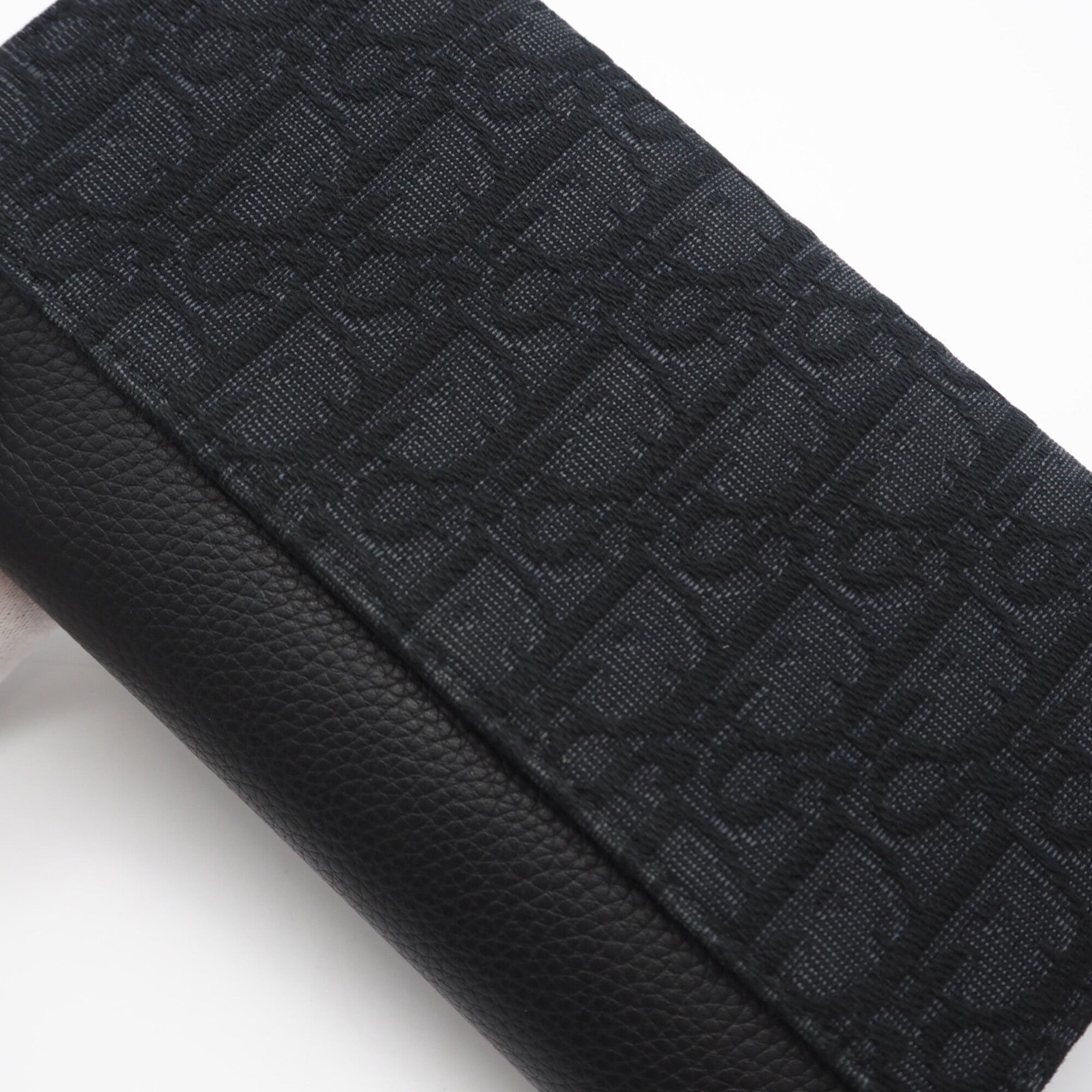 Christian Dior Black Canvas Leather Long Wallet (Bi-Fold) (Pre-Owned)