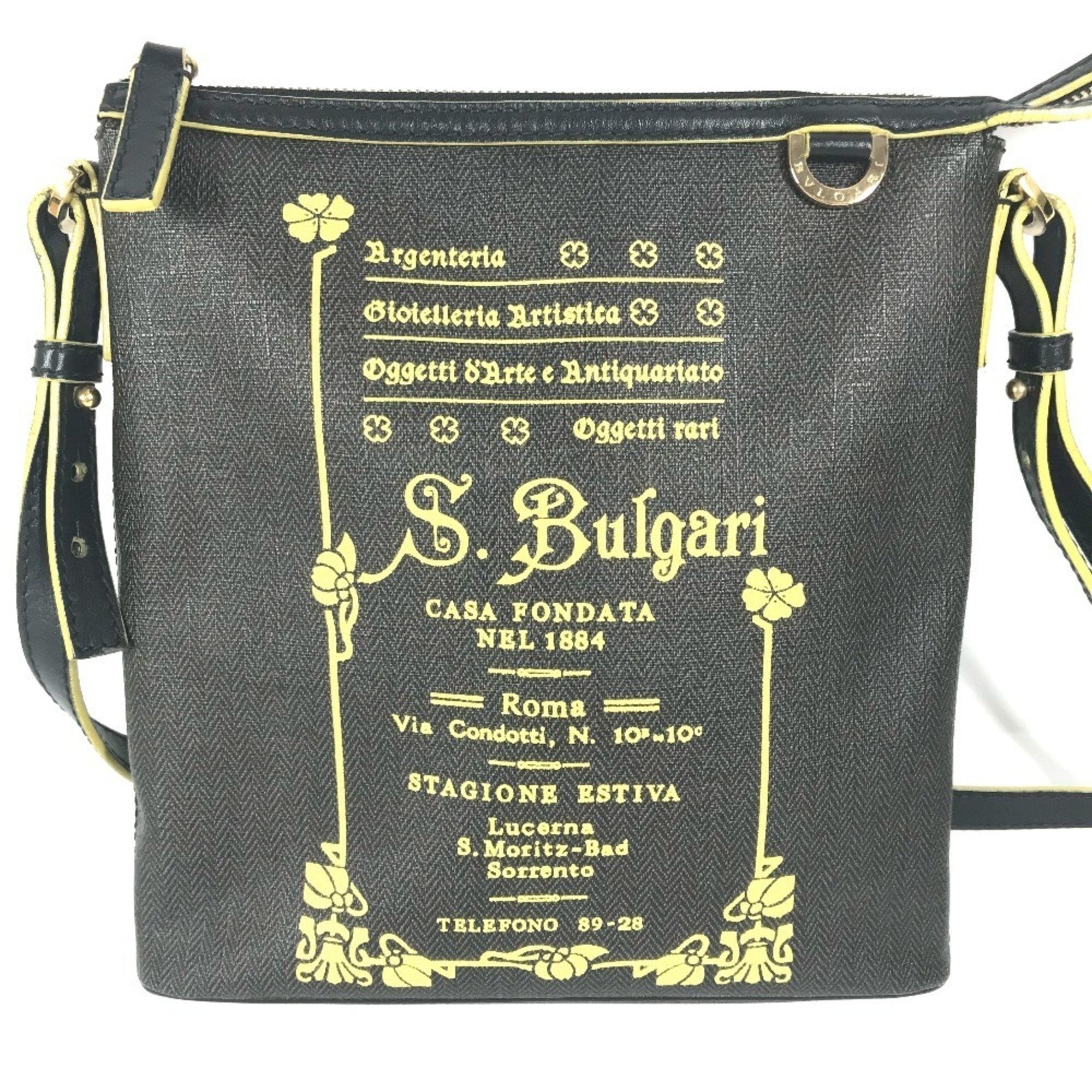 Bvlgari Gray Yellow Pvc Leather Pochette Shoulder Bag (Pre-Owned)