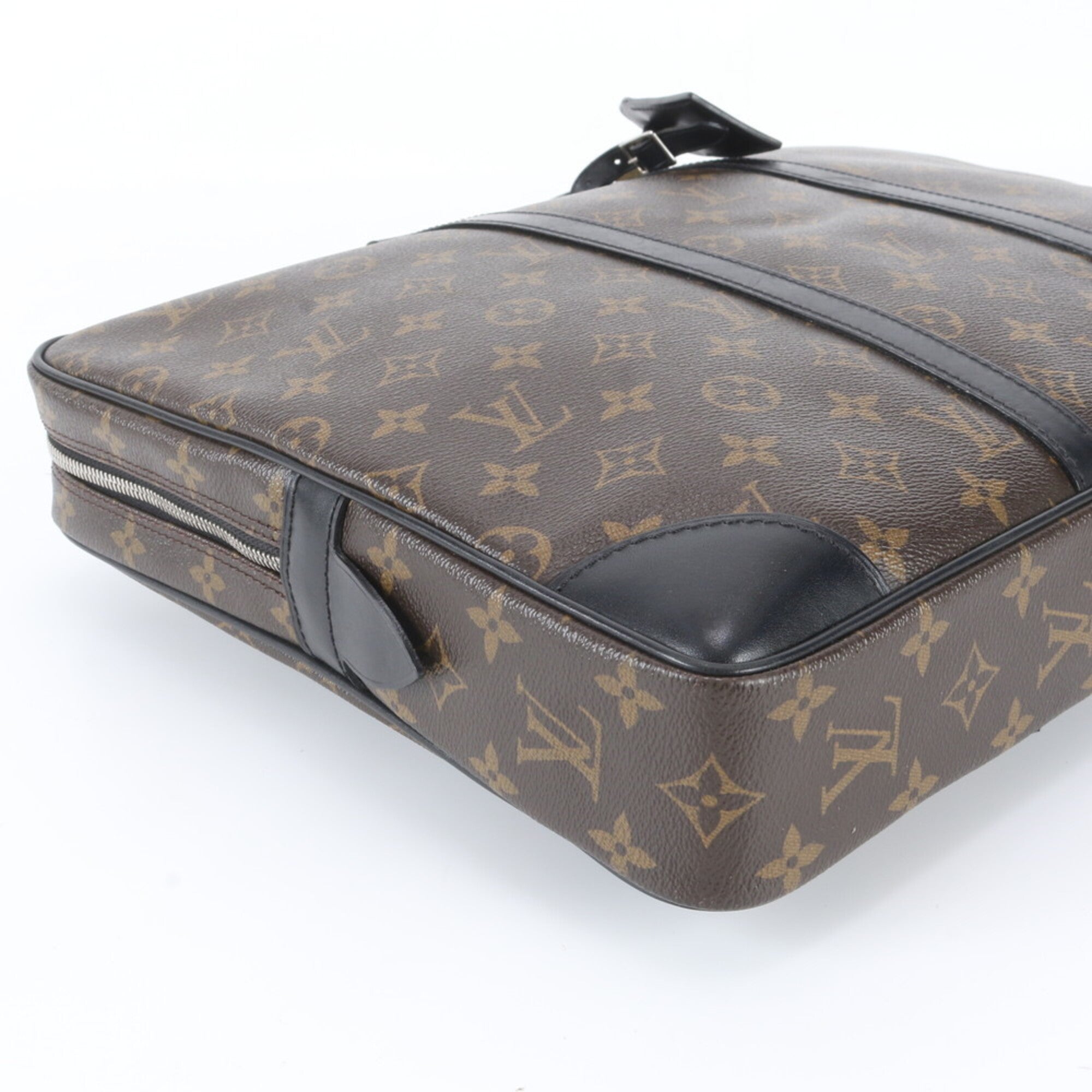 Louis Vuitton Brown Leather Coated Canvas Briefcase Tote Bag (Pre-Owned)