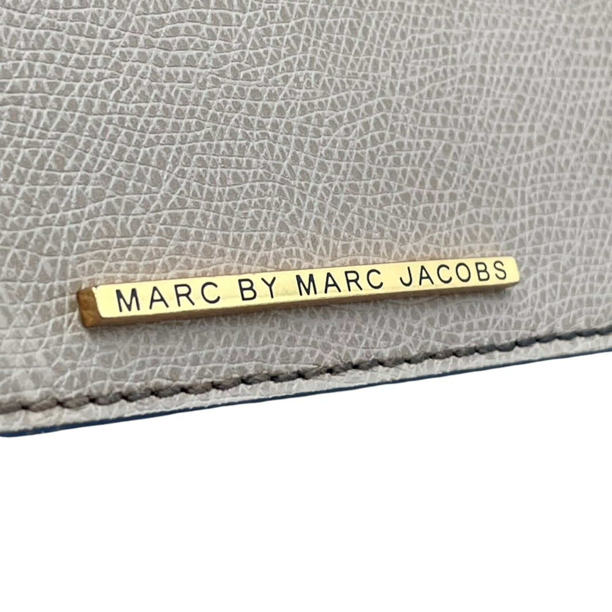 Marc By Marc Jacobs Beige Blue Leather Handbag Tote Bag (Pre-Owned)
