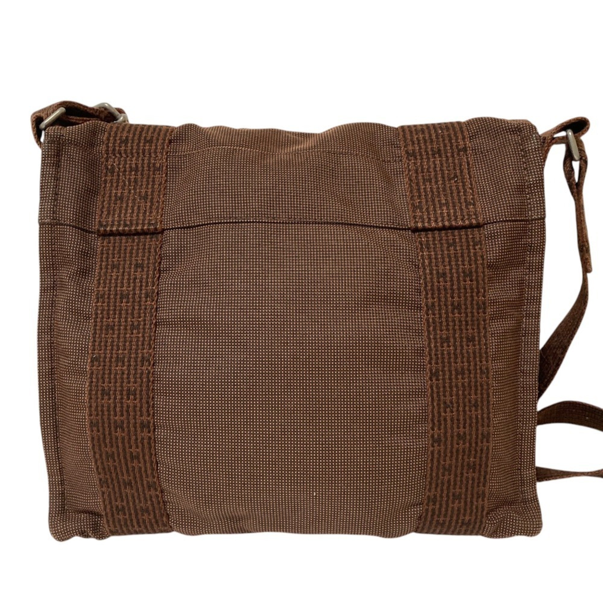 Hermes Brown Nylon Canvas Shoulder Bag (Pre-Owned)