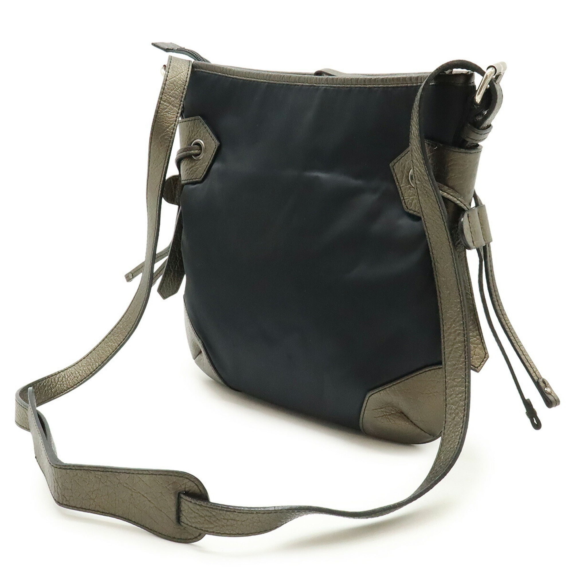 Burberry Black Metallic Brown Nylon Leather Shoulder Bag (Pre-Owned)