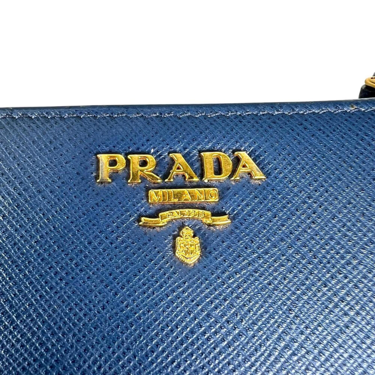 Prada Saffiano Blue Leather Wallet (Bi-Fold) (Pre-Owned)