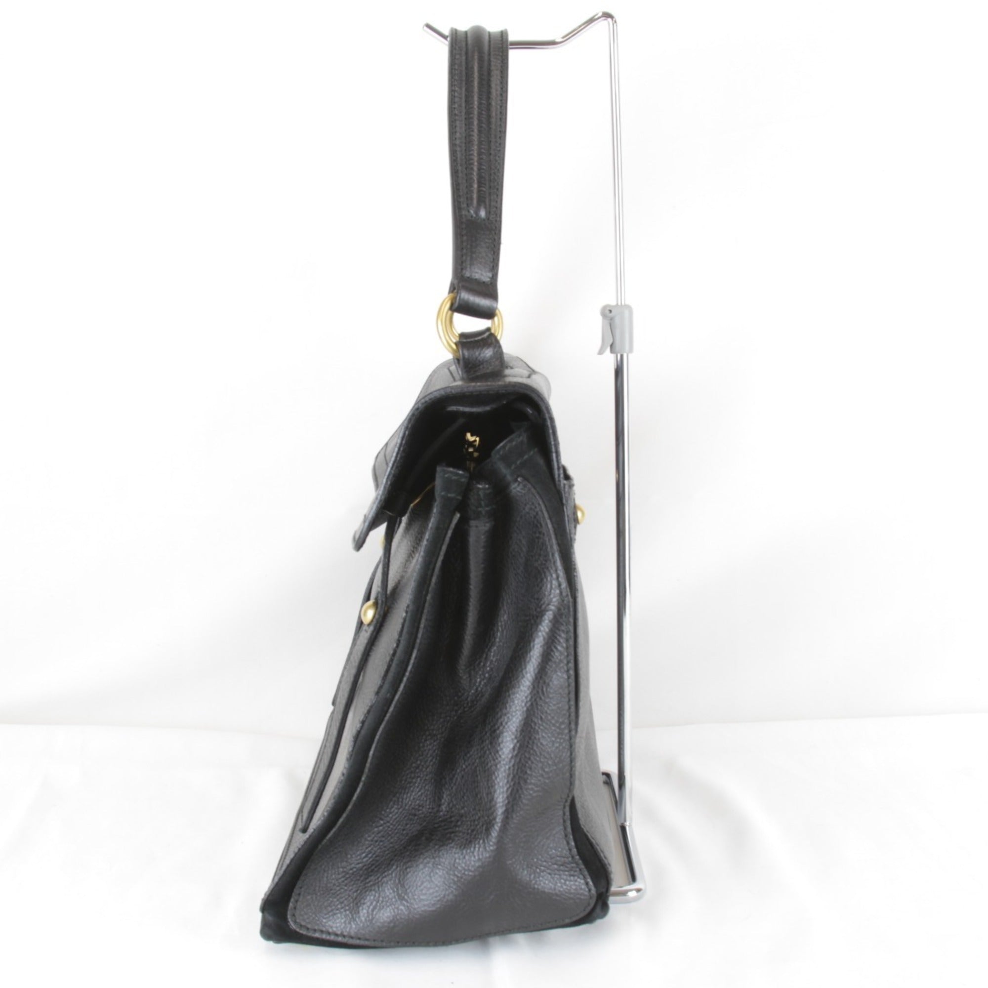 Yves Saint Laurent Black White Leather Handbag (Pre-Owned)