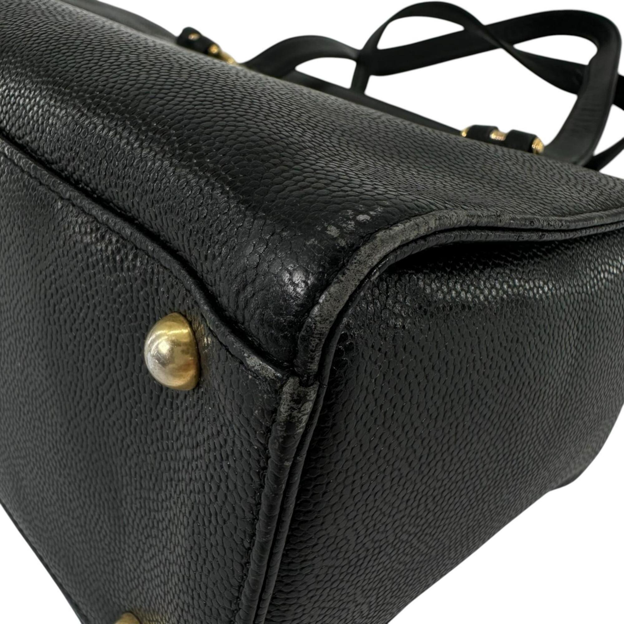 Versace Black Leather Tote Bag (Pre-Owned)