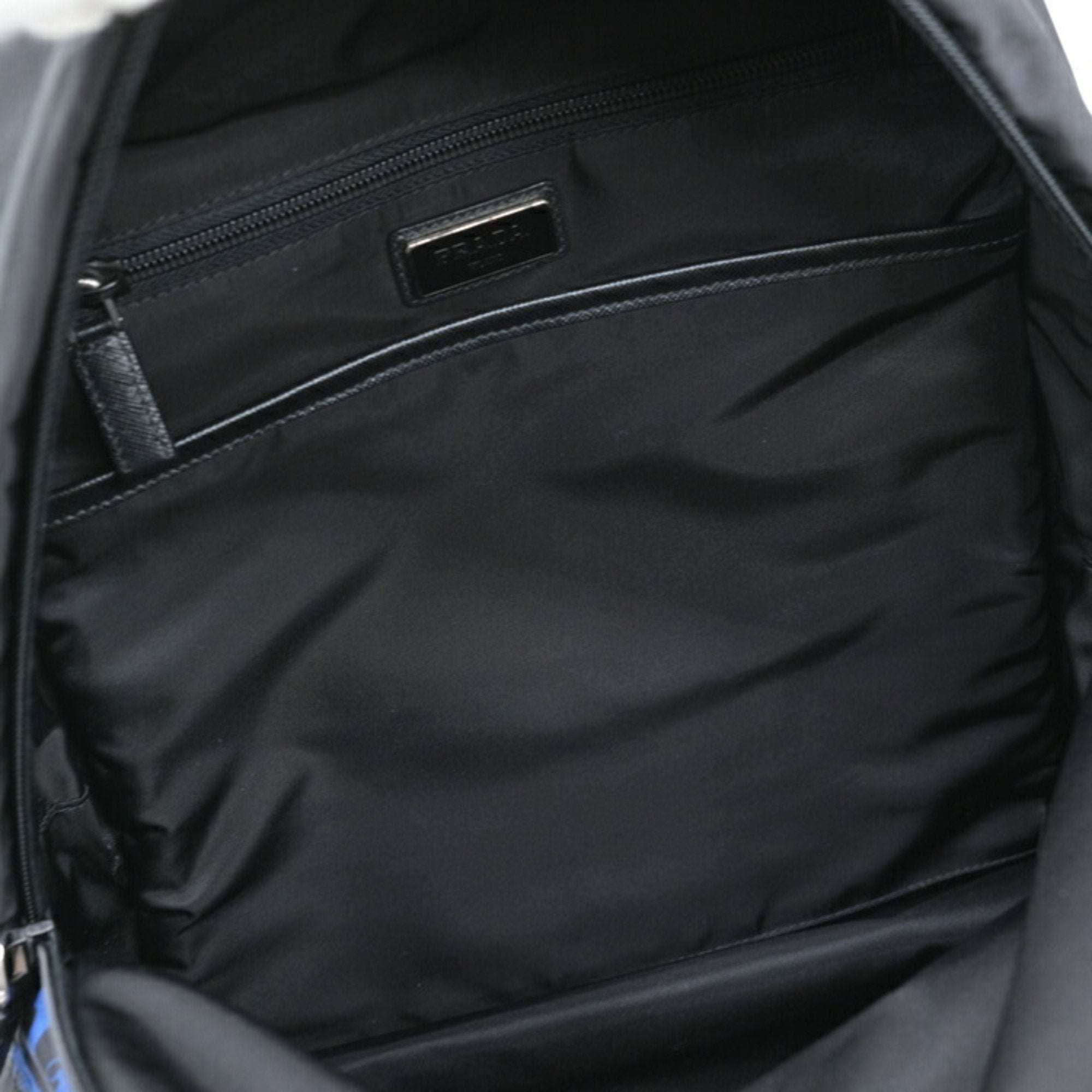 Prada Black Blue Nylon Leather Backpack (Pre-Owned)