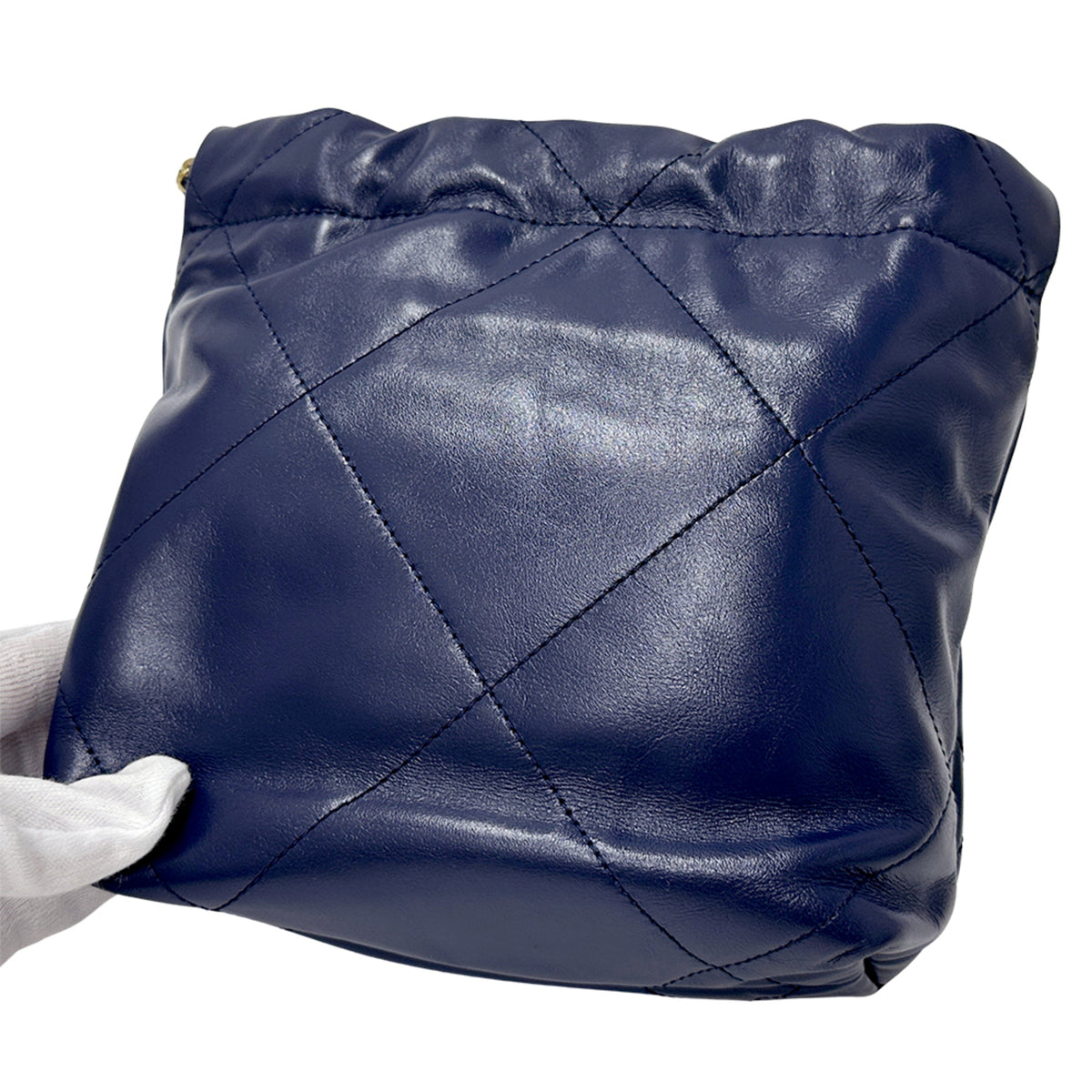 Chanel Navy Leather Handbag Shoulder Bag (Pre-Owned)
