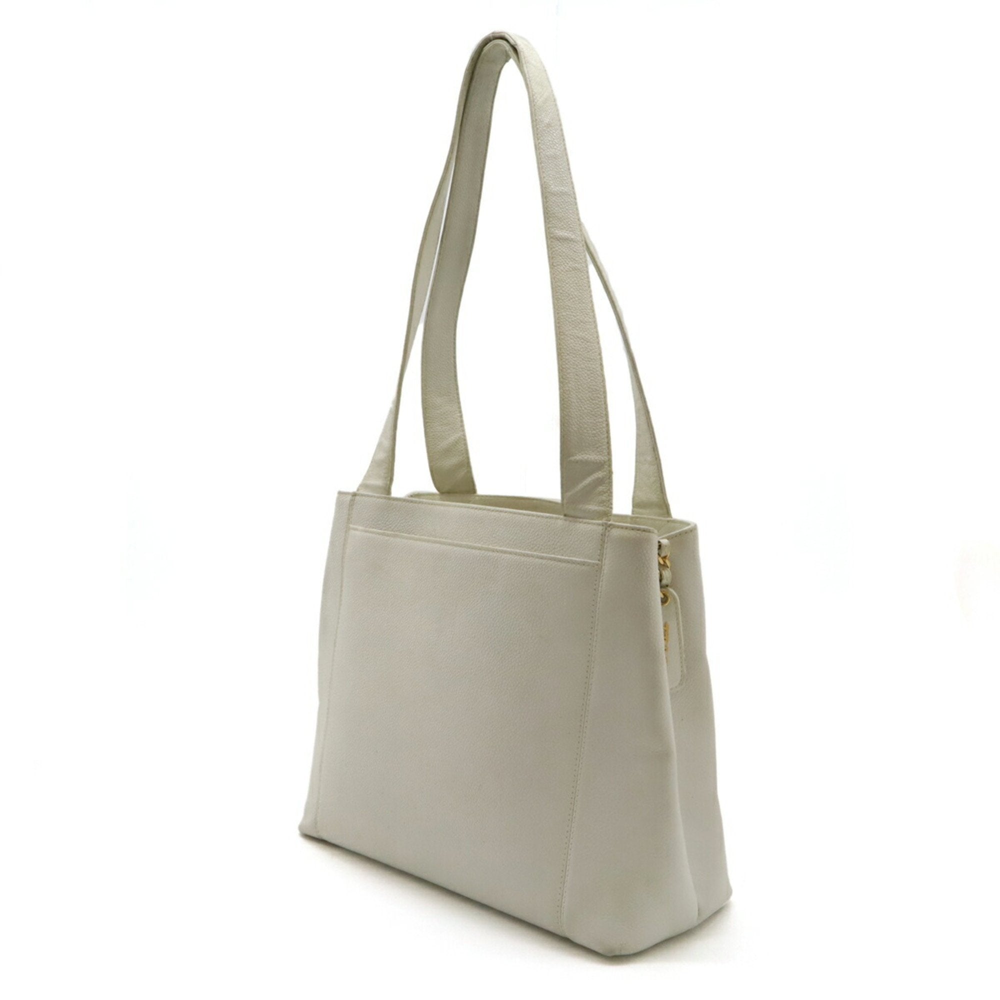 Chanel Caviar Skin Off-White Caviar Leather Shoulder Bag Tote Bag (Pre-Owned)