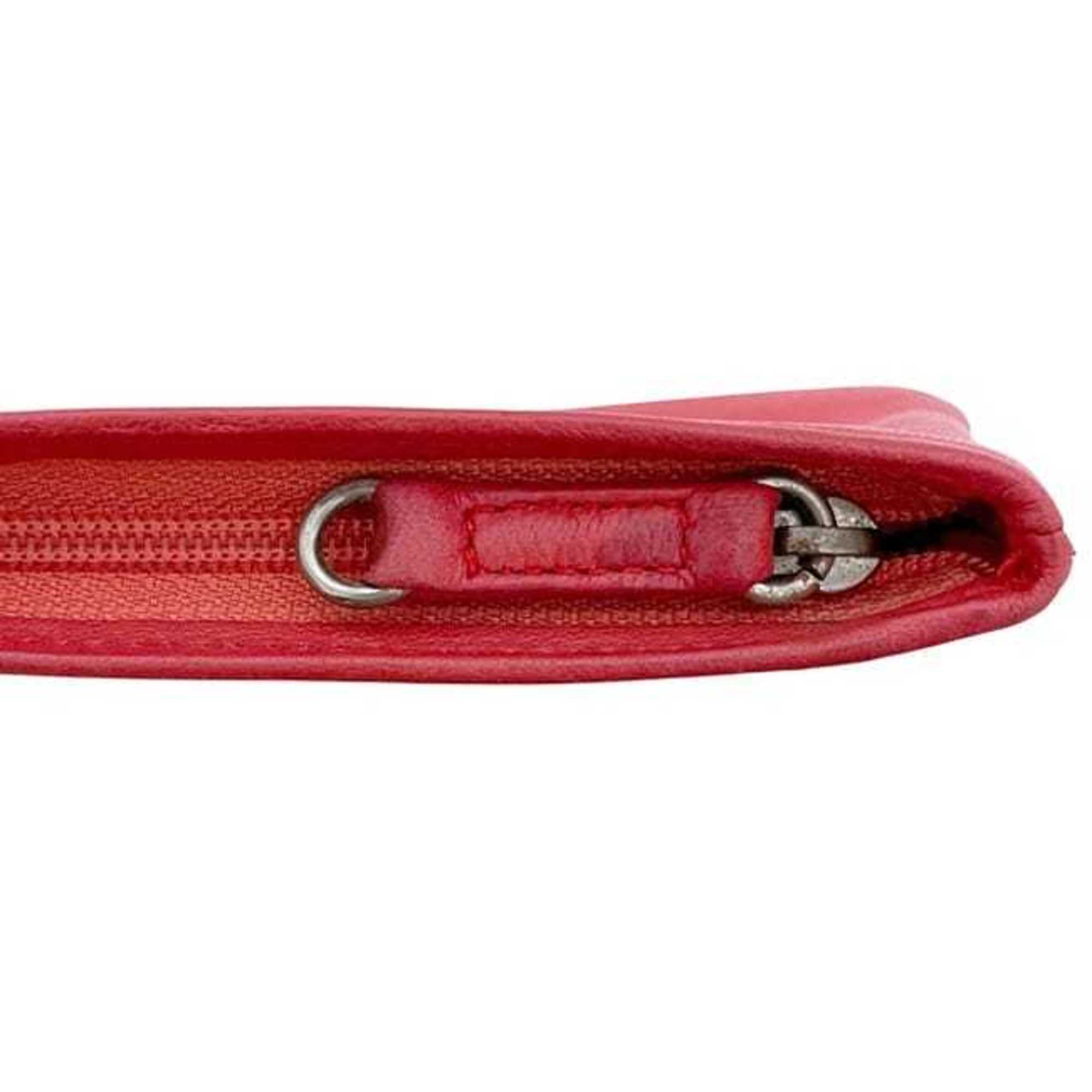 Loewe Red Color Leather Coin Purse/Coin Case (Pre-Owned)
