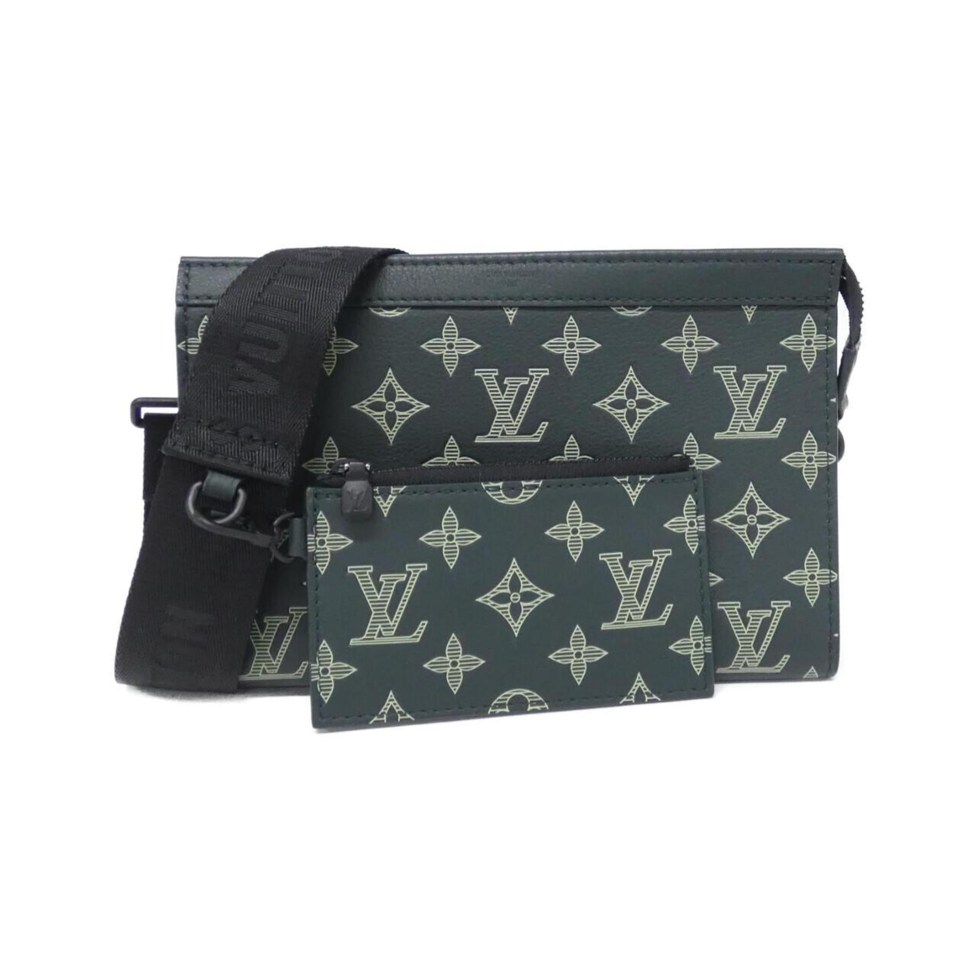 Louis Vuitton Green Leather Pouch Shoulder Bag (Pre-Owned)