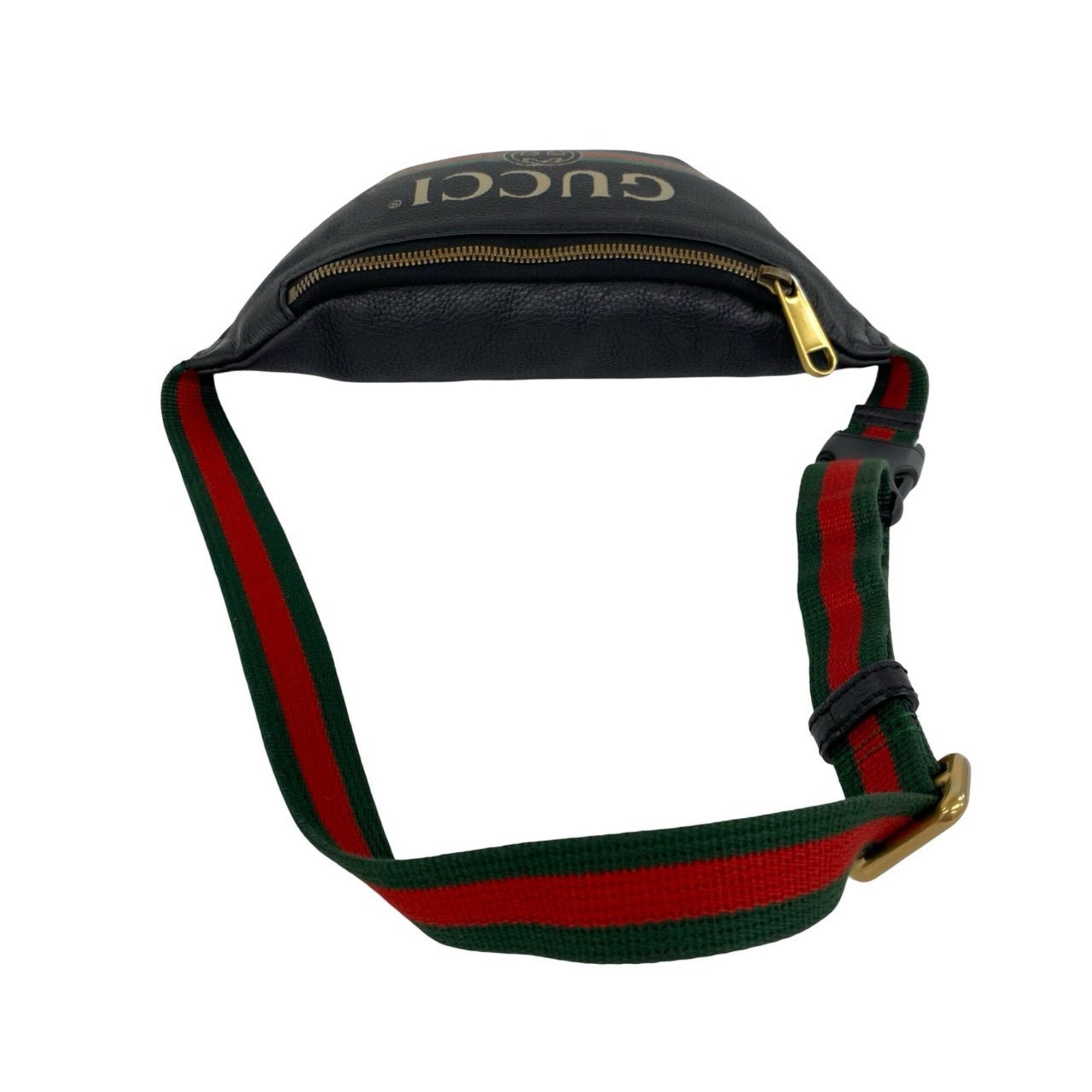 Gucci Black Green Red Color Leather Sling Bag (Pre-Owned)