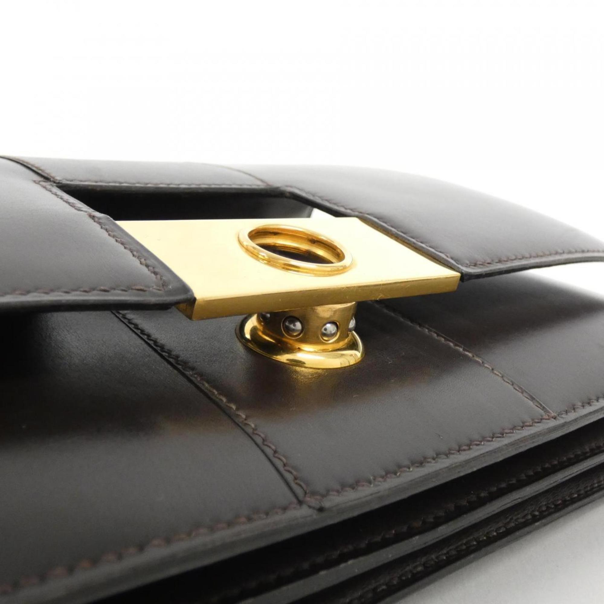 Hermes Ebene Box Calf Leather Shoulder Bag (Pre-Owned)