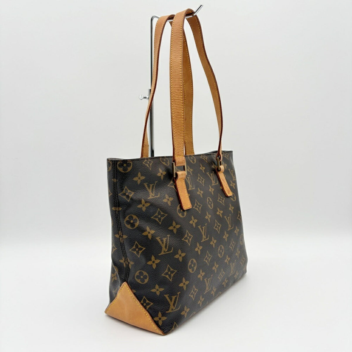 Louis Vuitton Brown Monogram Canvas Leather Shoulder Bag Tote Bag (Pre-Owned)