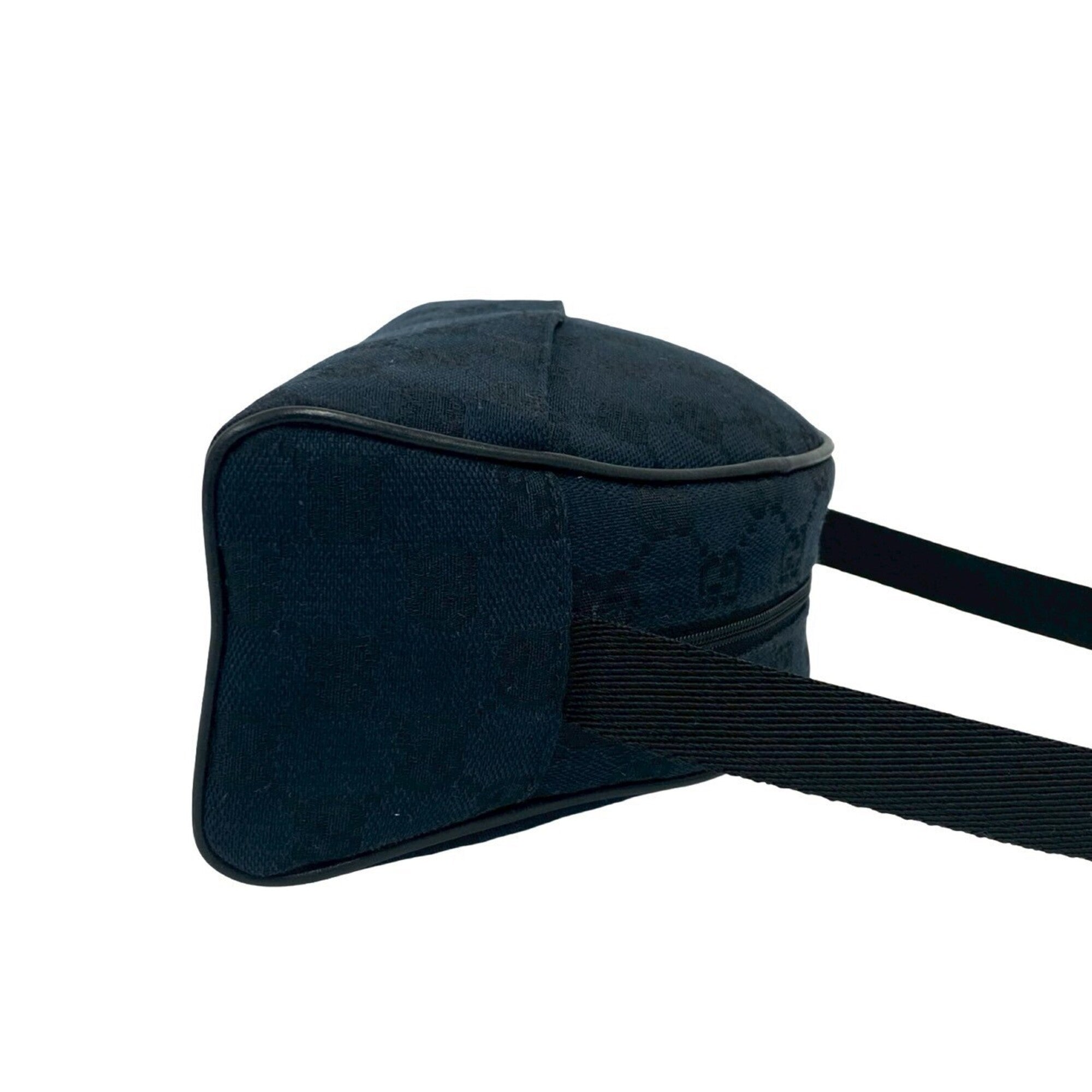 Gucci Black Navy Canvas Leather Handbag Pouch Shoulder Bag (Pre-Owned)