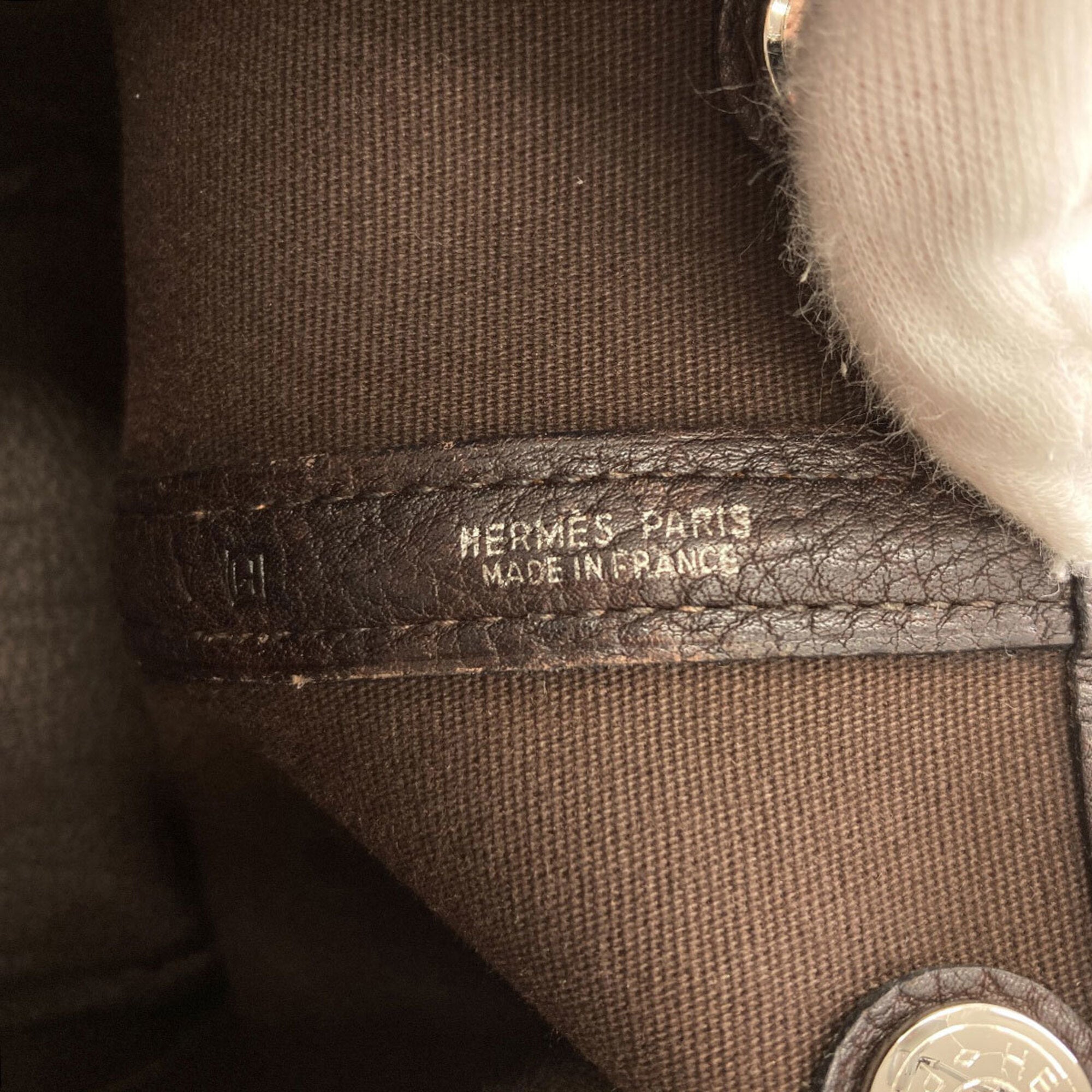 Hermes Dark Brown Toile Officier Tote Bag (Pre-Owned)
