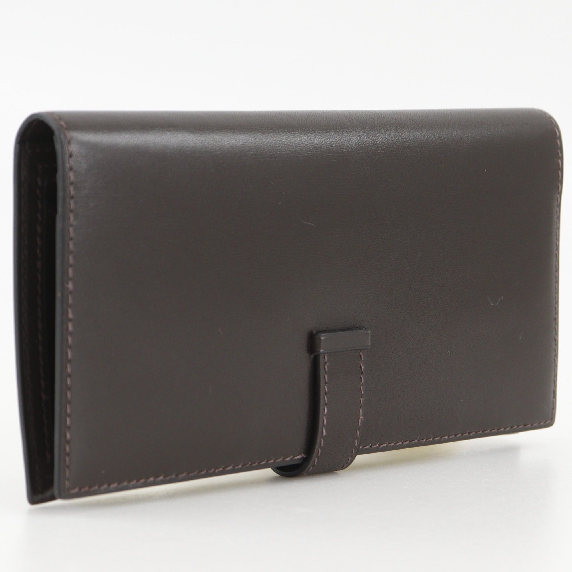 Hermes Brown Box Calf Leather Long Wallet (Bi-Fold) (Pre-Owned)