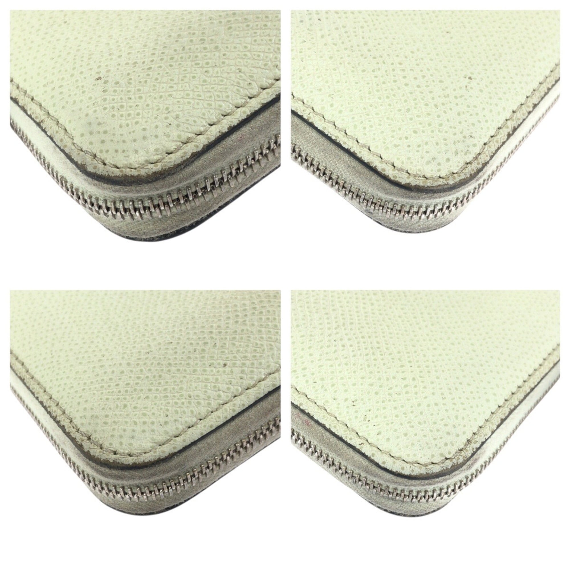 Hermes Light Green Epsom Leather Silk Coin Purse/Coin Case (Pre-Owned)