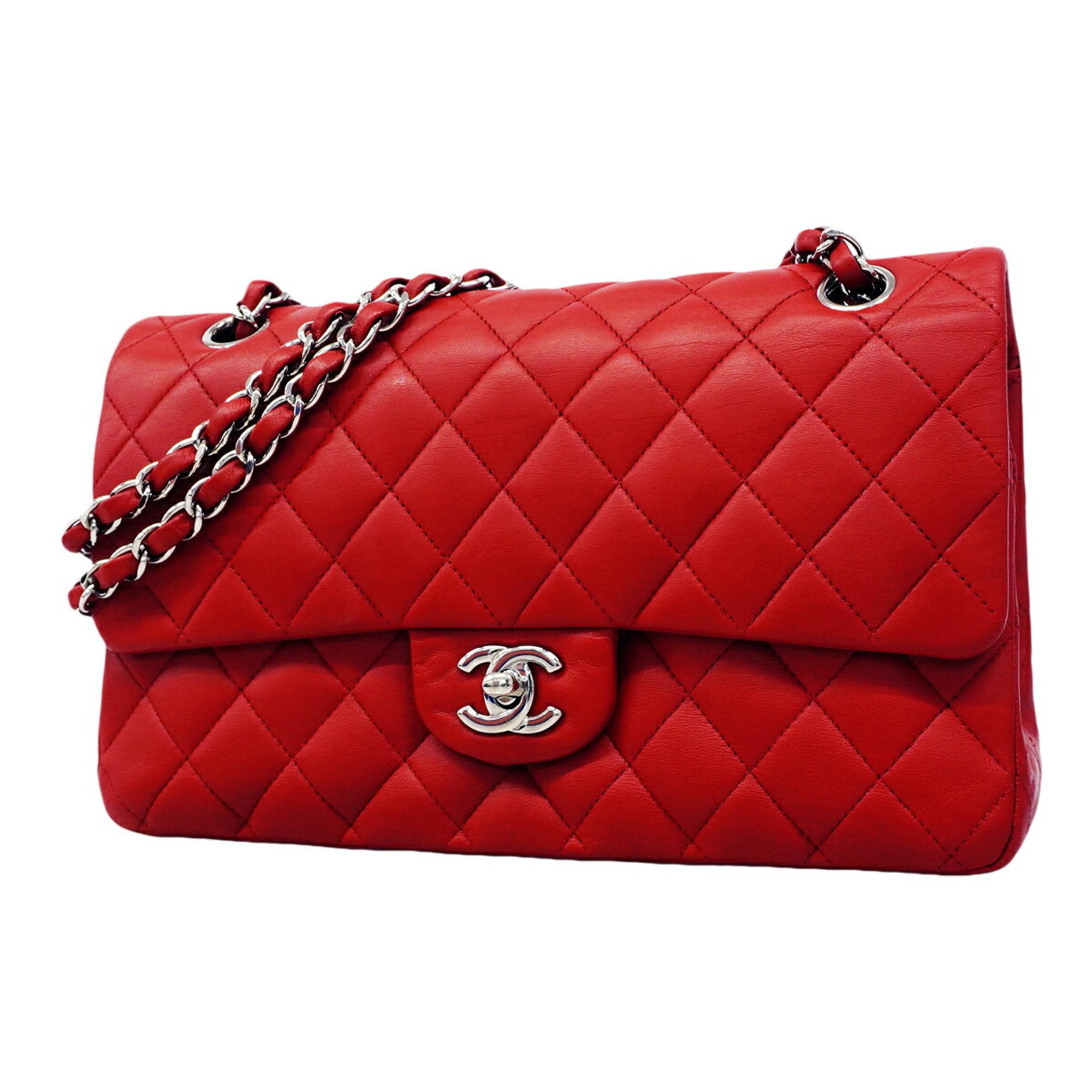 Chanel Red Color Leather Shoulder Bag (Pre-Owned)