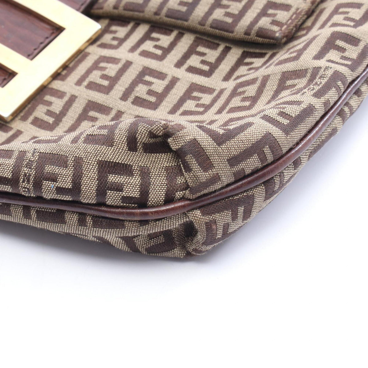 Fendi Beige Brown Canvas Leather Handbag Shoulder Bag (Pre-Owned)