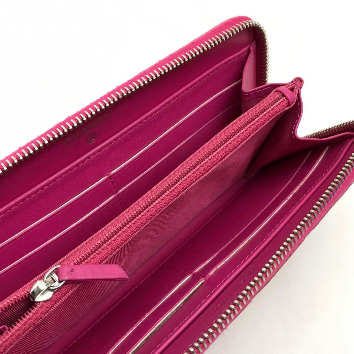Chanel Pink Grained Calfskin Long Bill Wallet (Bi-Fold) (Pre-Owned)