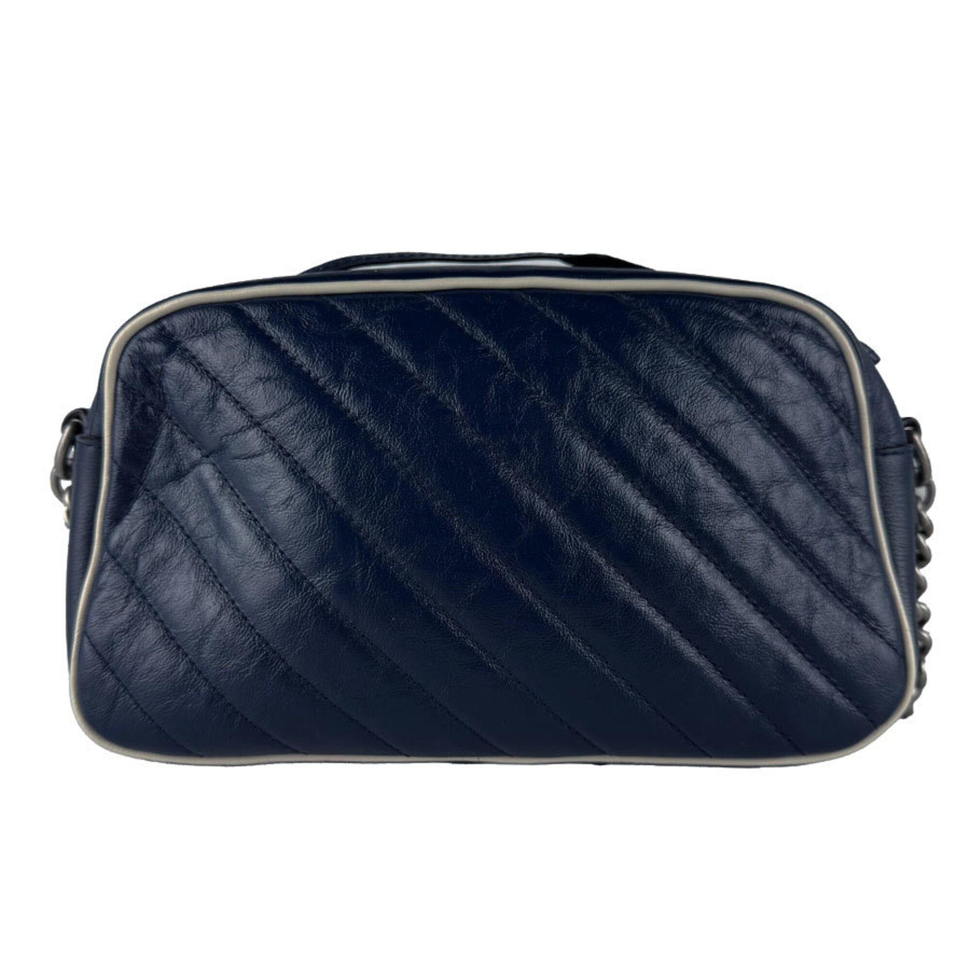 Gucci Ivory Navy Leather Shoulder Bag (Pre-Owned)