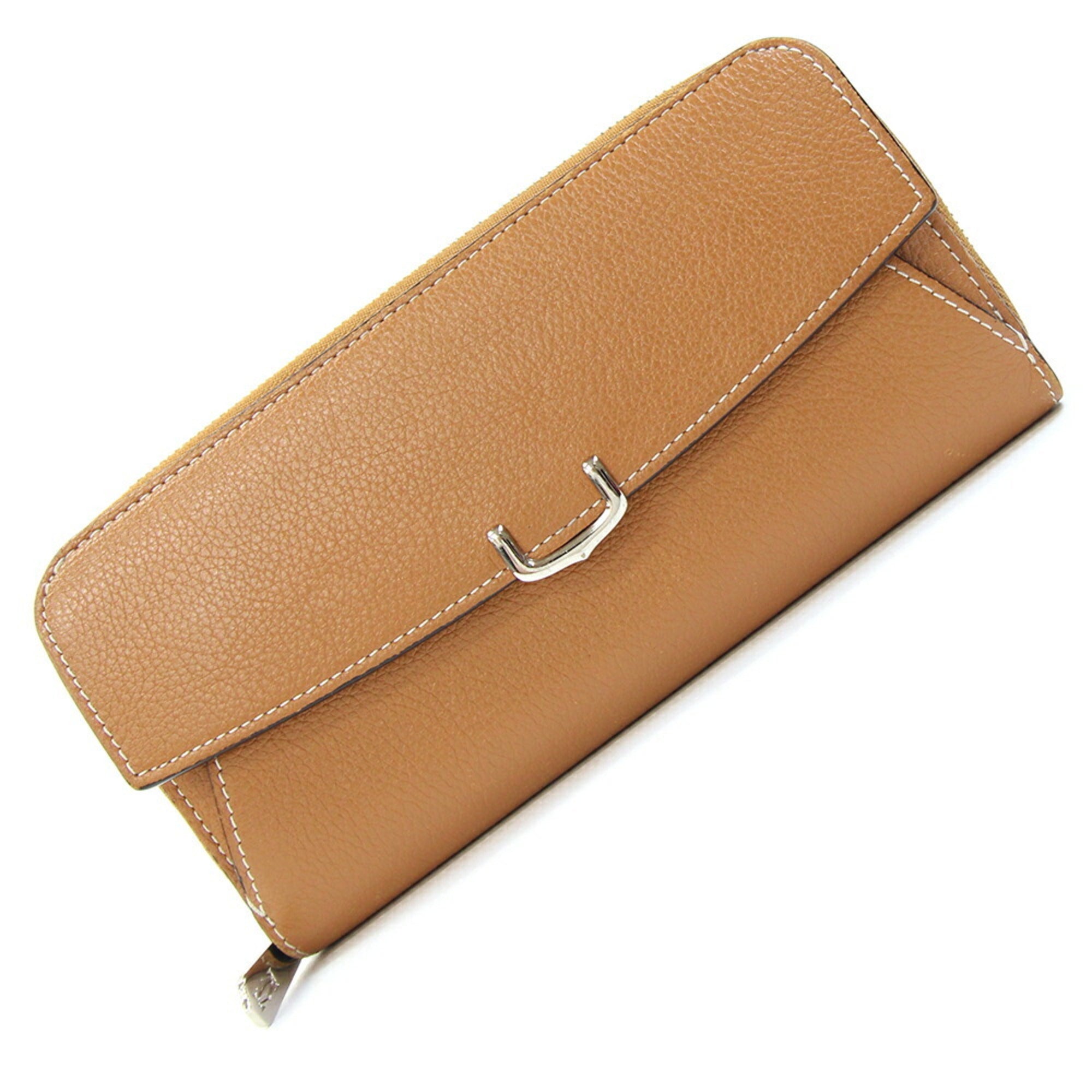 Cartier C De Cartier Brown Leather Long Wallet (Bi-Fold) (Pre-Owned)