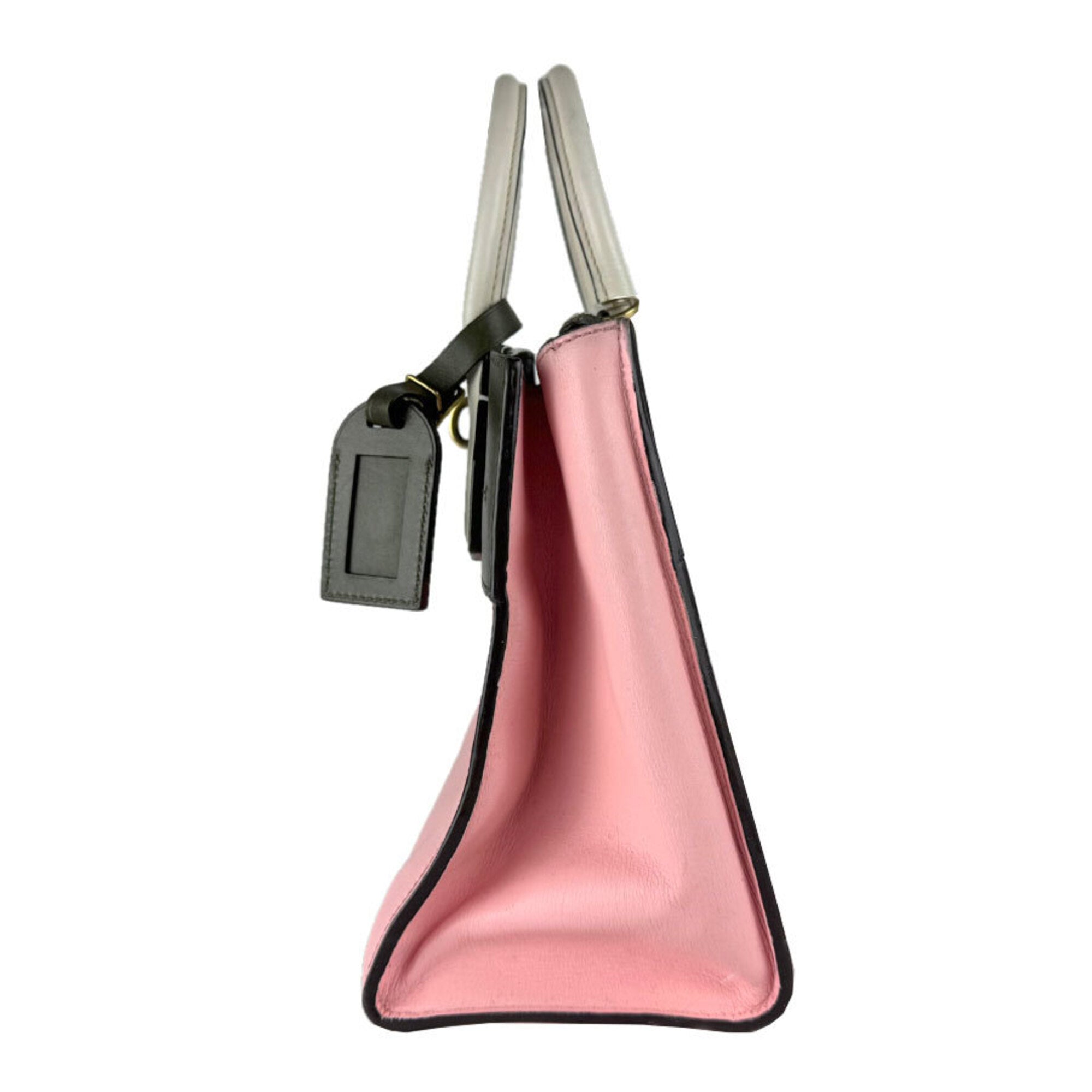 Louis Vuitton Khaki Pink White Leather Handbag Shoulder Bag (Pre-Owned)