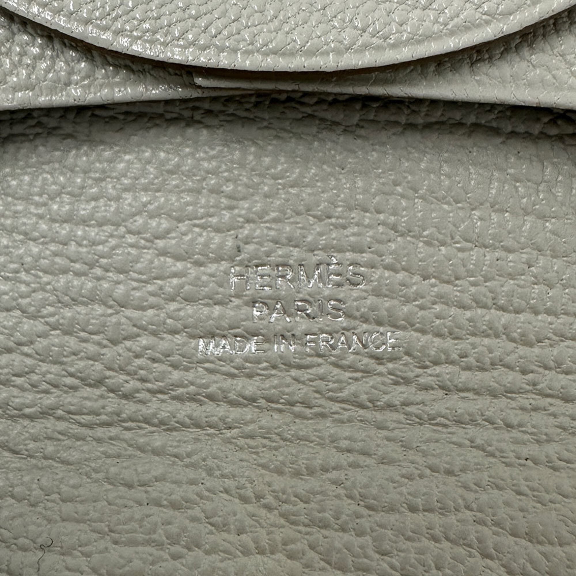 Hermes Pearl Gray Chevre Myzore Leather Coin Purse/Coin Case (Pre-Owned)