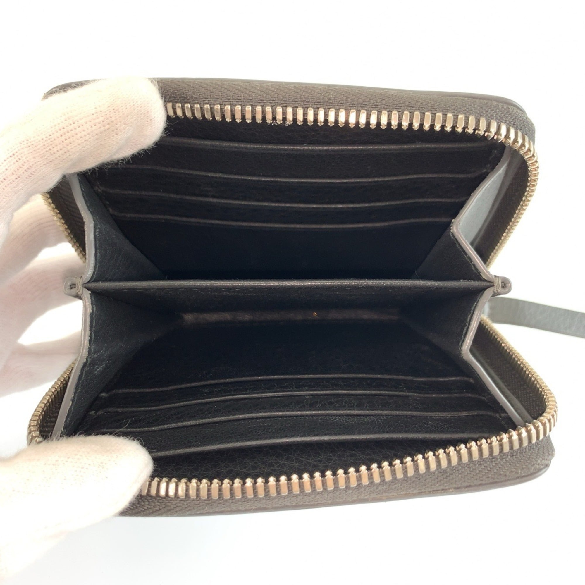 Balenciaga Gray Leather Coin Purse/Coin Case (Pre-Owned)
