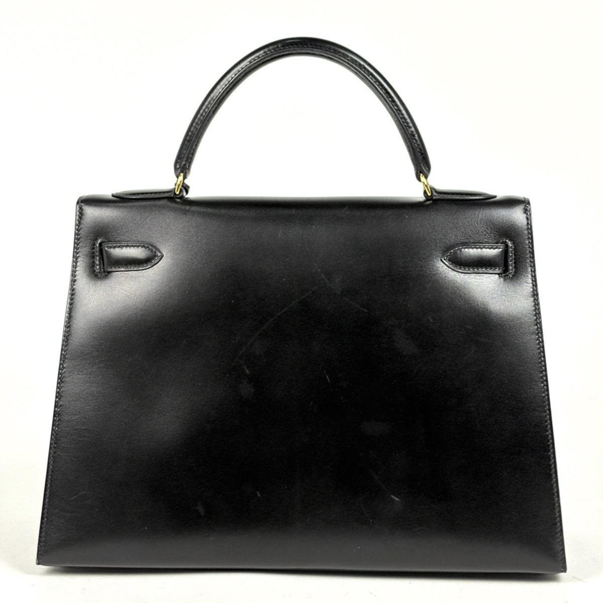 Hermes Kelly Black Box Calf Leather Handbag (Pre-Owned)
