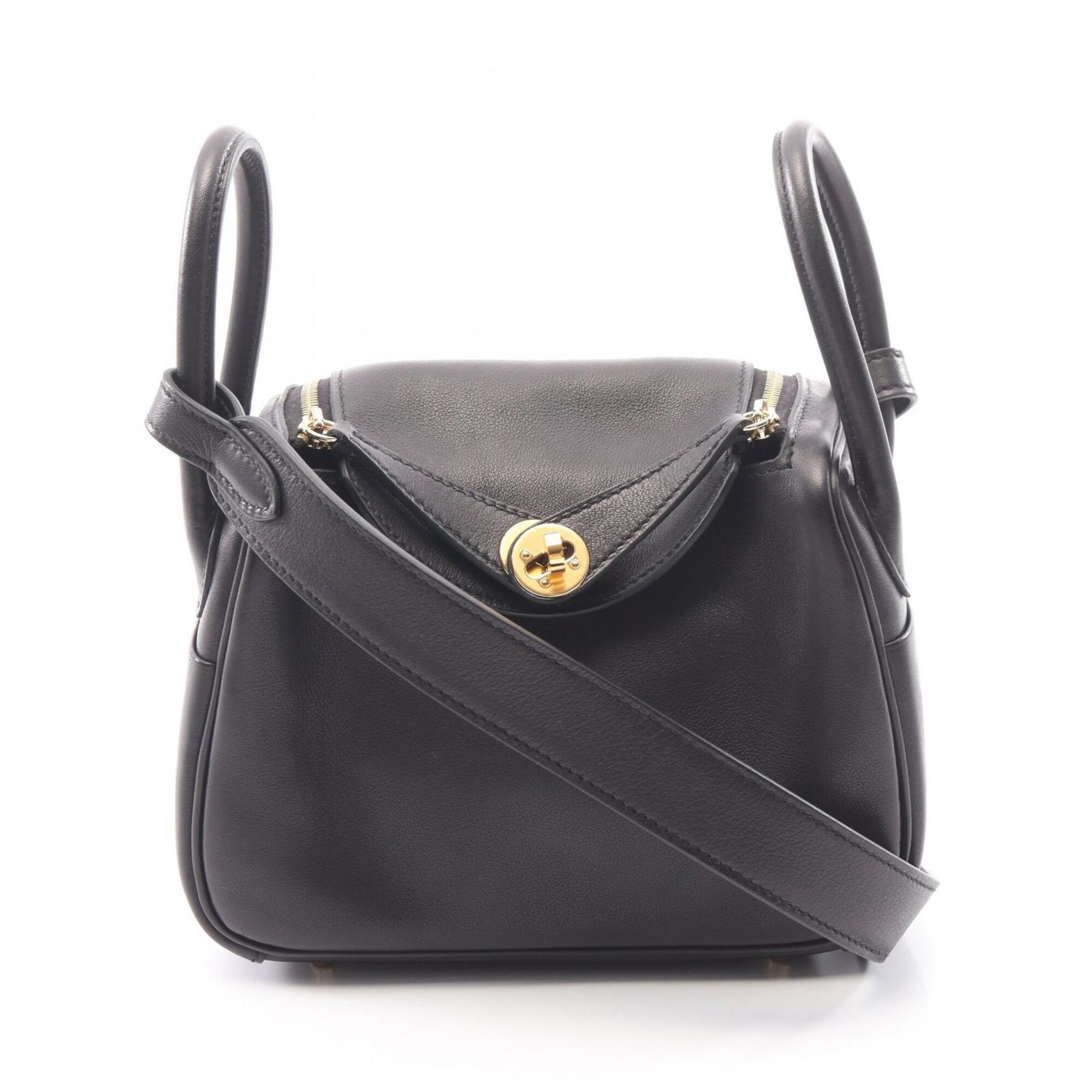 Hermes Black Leather Handbag Shoulder Bag (Pre-Owned)
