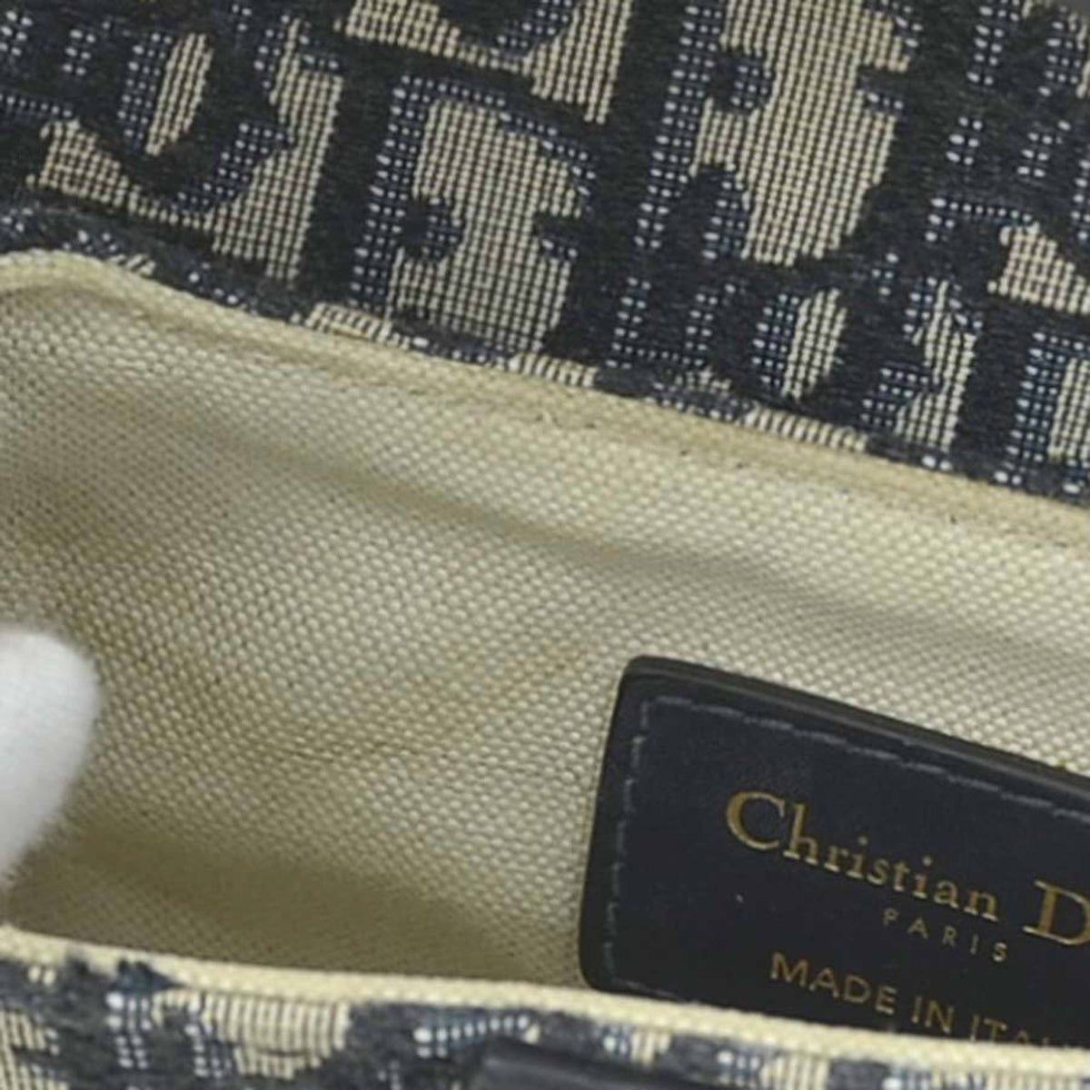 Christian Dior Navy Canvas Leather Handbag Saddle Bag Shoulder Bag (Pre-Owned)