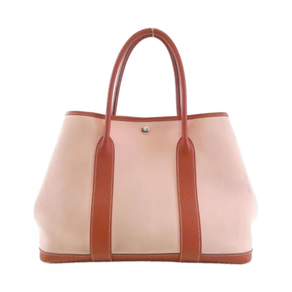 Hermes Rose Sakura Country Leather Toile Officier Handbag (Pre-Owned)
