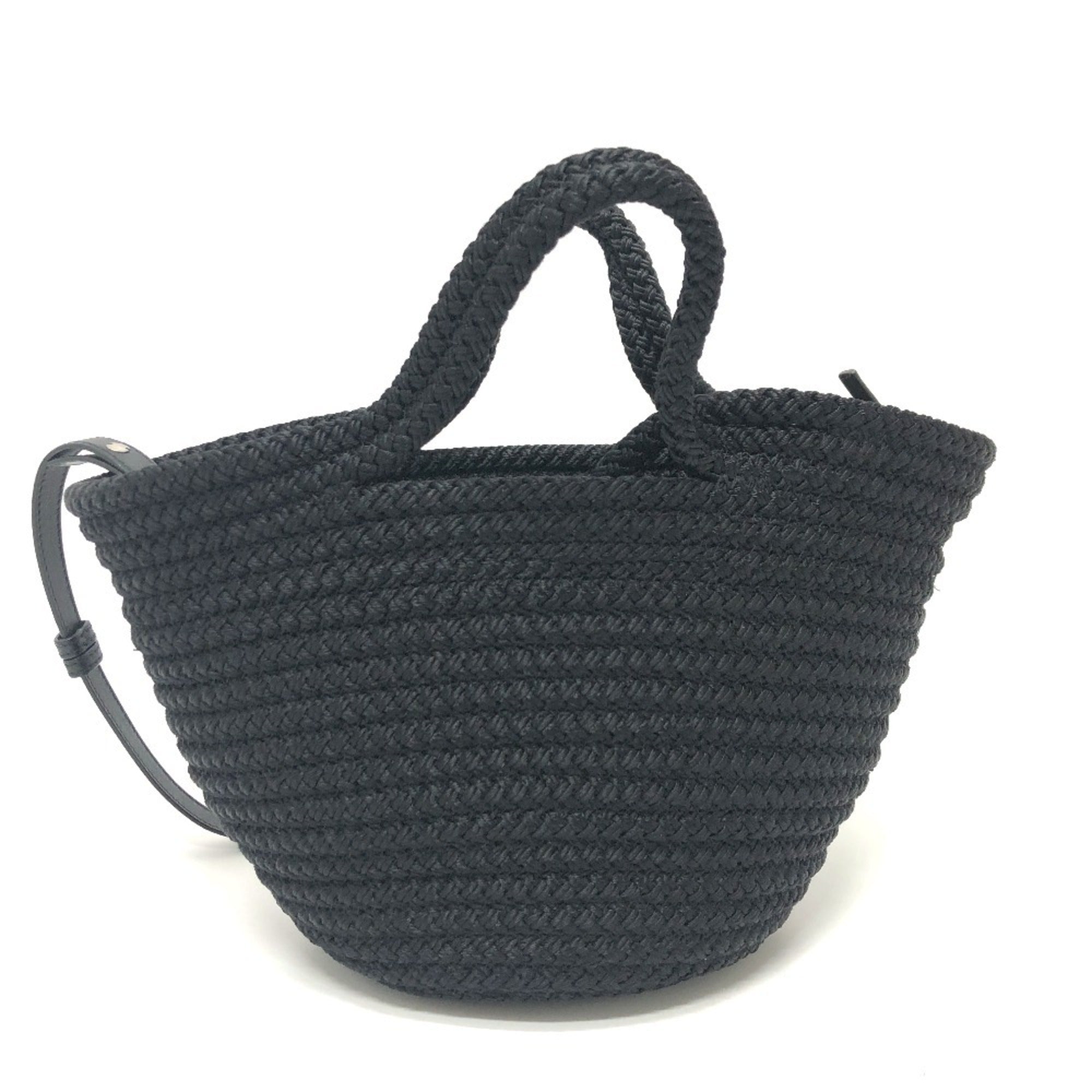 Balenciaga Black Nylon Leather Basket Shoulder Bag (Pre-Owned)