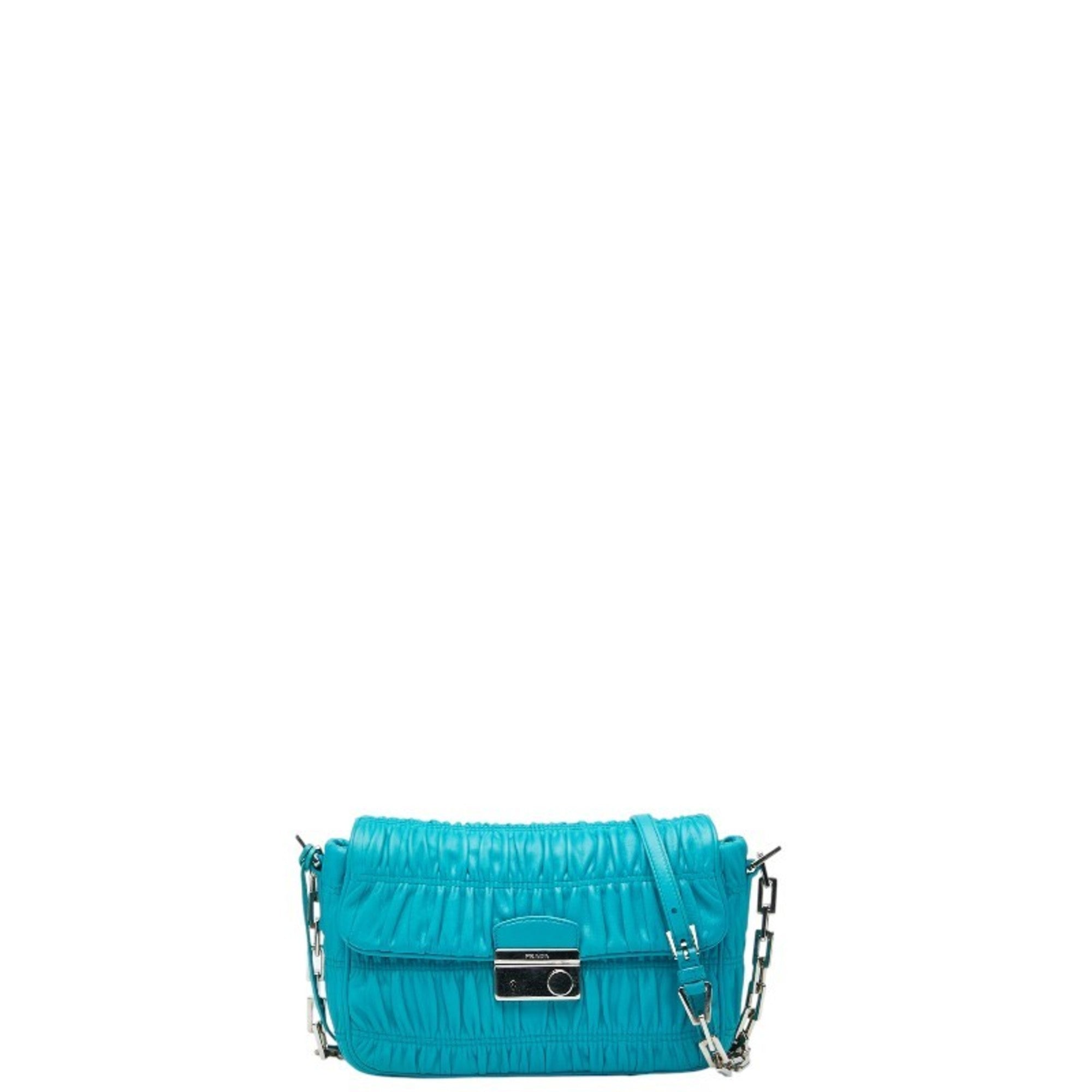 Prada Blue Leather Shoulder Bag (Pre-Owned)