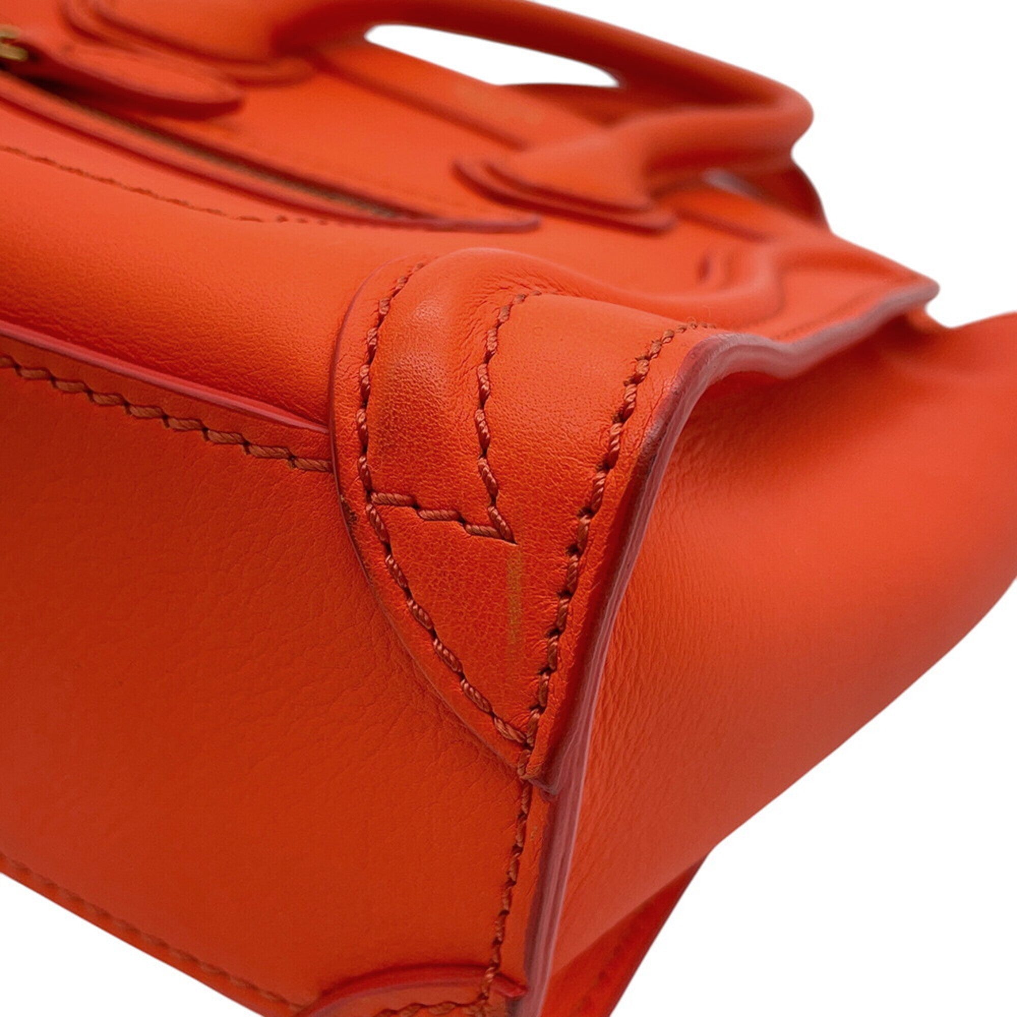 Celine Orange Leather Handbag Shoulder Bag (Pre-Owned)
