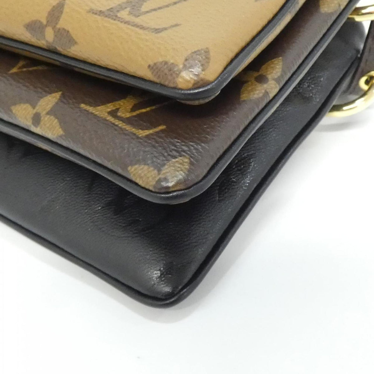 Louis Vuitton Monogram Black Marron Coated Canvas Leather Pochette Shoulder Bag (Pre-Owned)