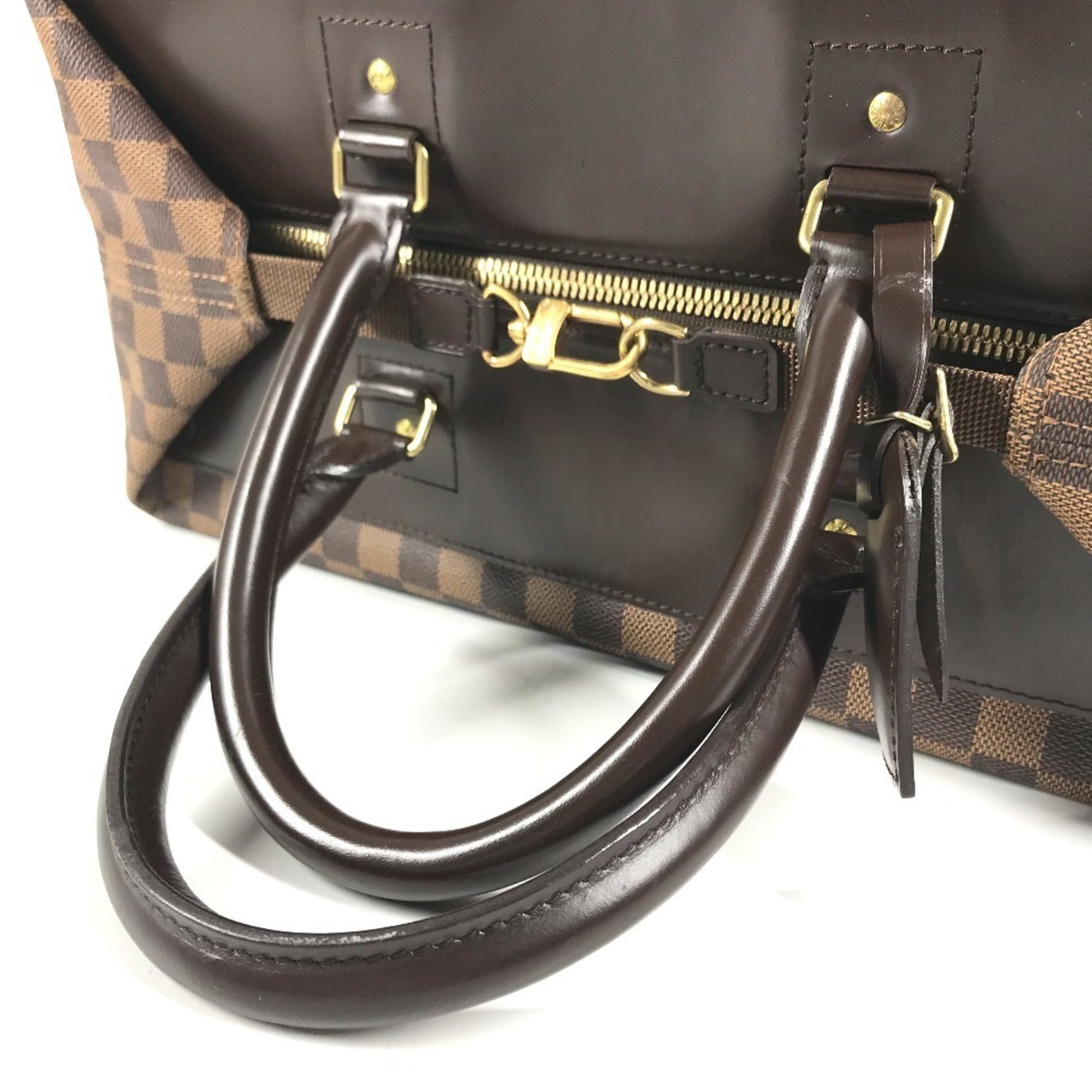 Louis Vuitton Brown Damier Canvas Boston Bag Handbag Tote Bag (Pre-Owned)